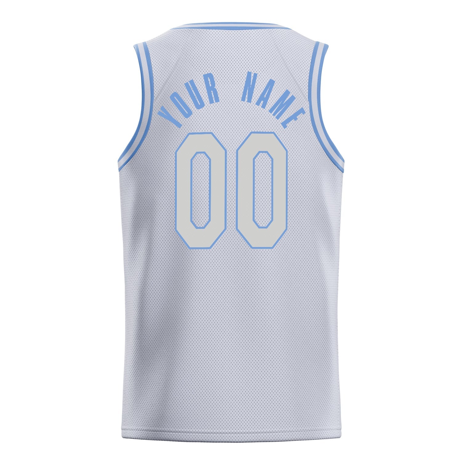 Custom White Light-Blue Solid-Color Basketball Jersey