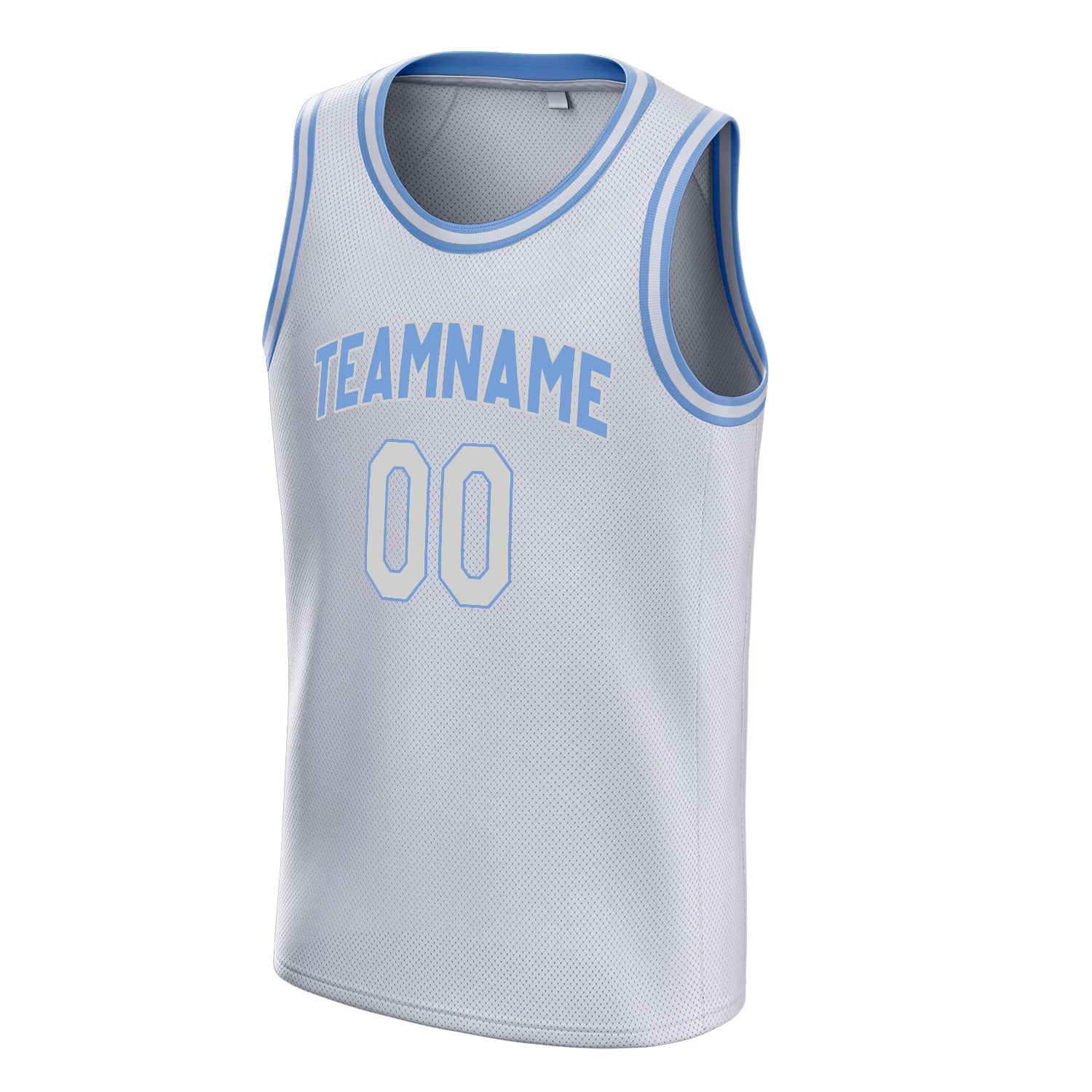 Custom White Light-Blue Solid-Color Basketball Jersey