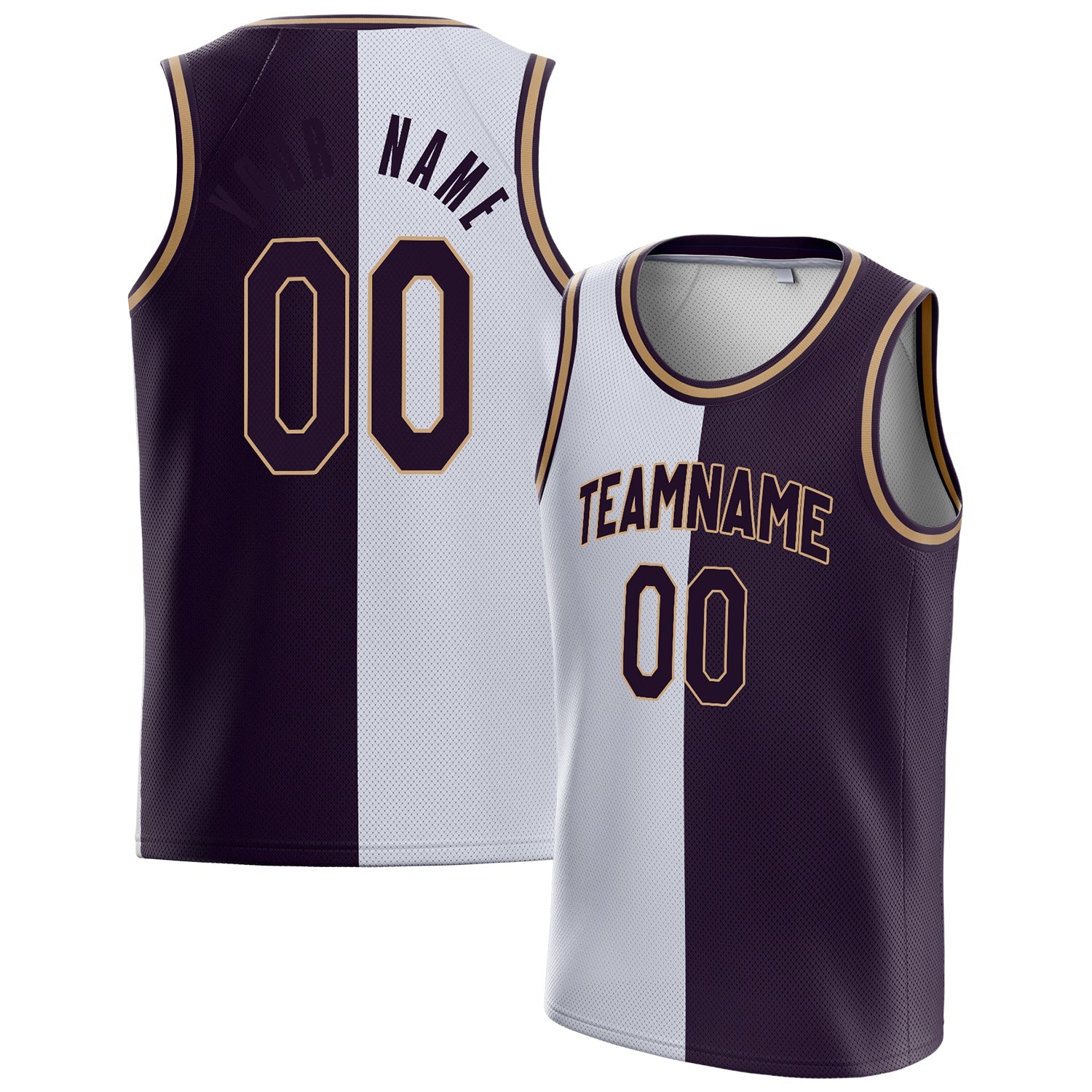 Custom White Black Split Basketball Jersey