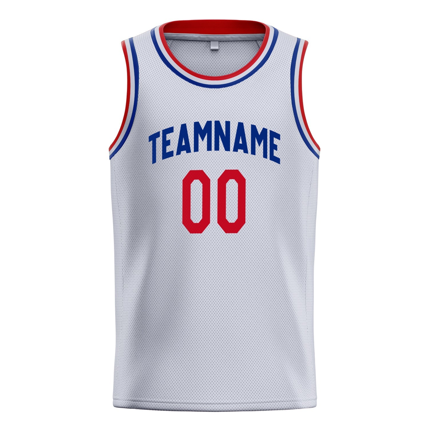 Custom White Red Solid-Color Basketball Jersey