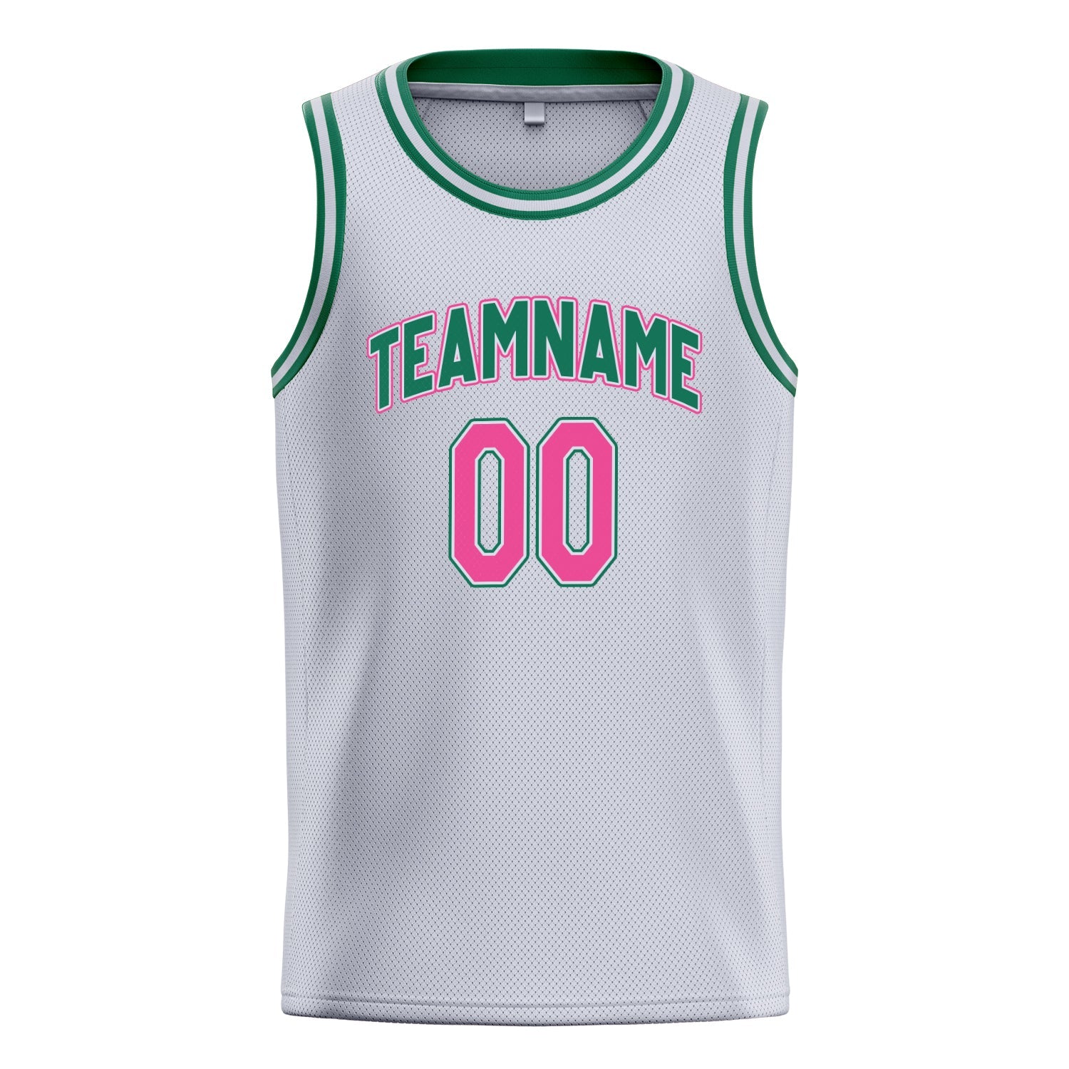Custom White Pink Solid-Color Basketball Jersey