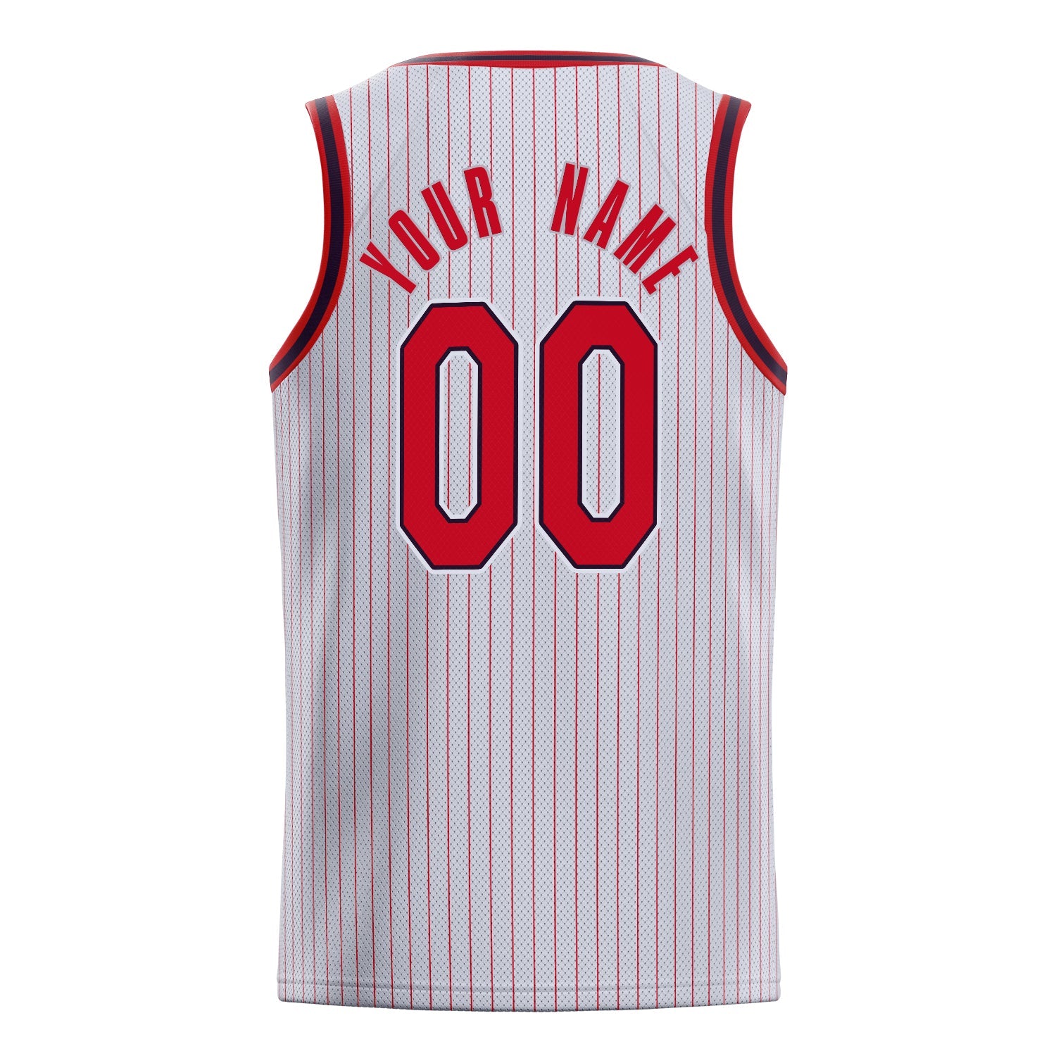Custom White Red Red-Pinstripe Basketball Jersey