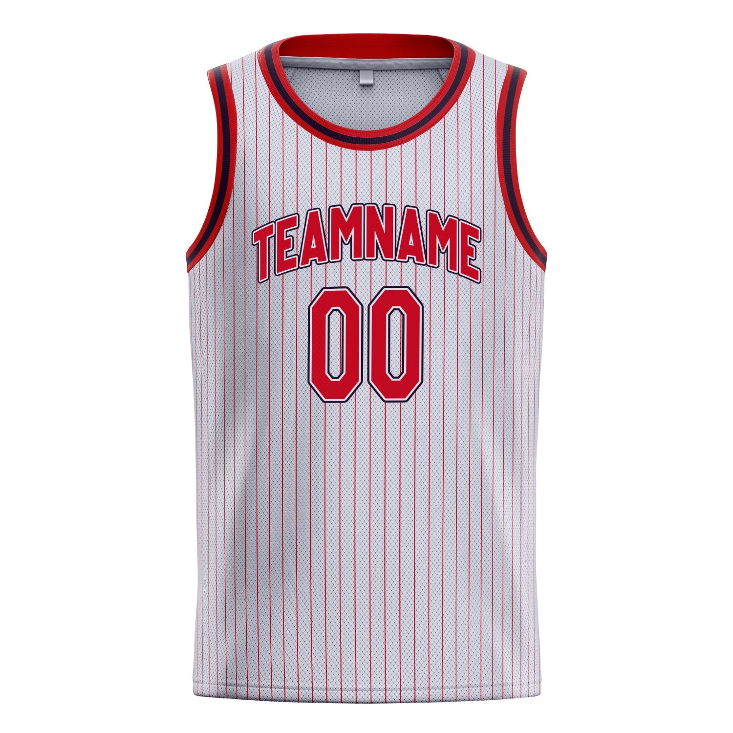Custom White Red Red-Pinstripe Basketball Jersey