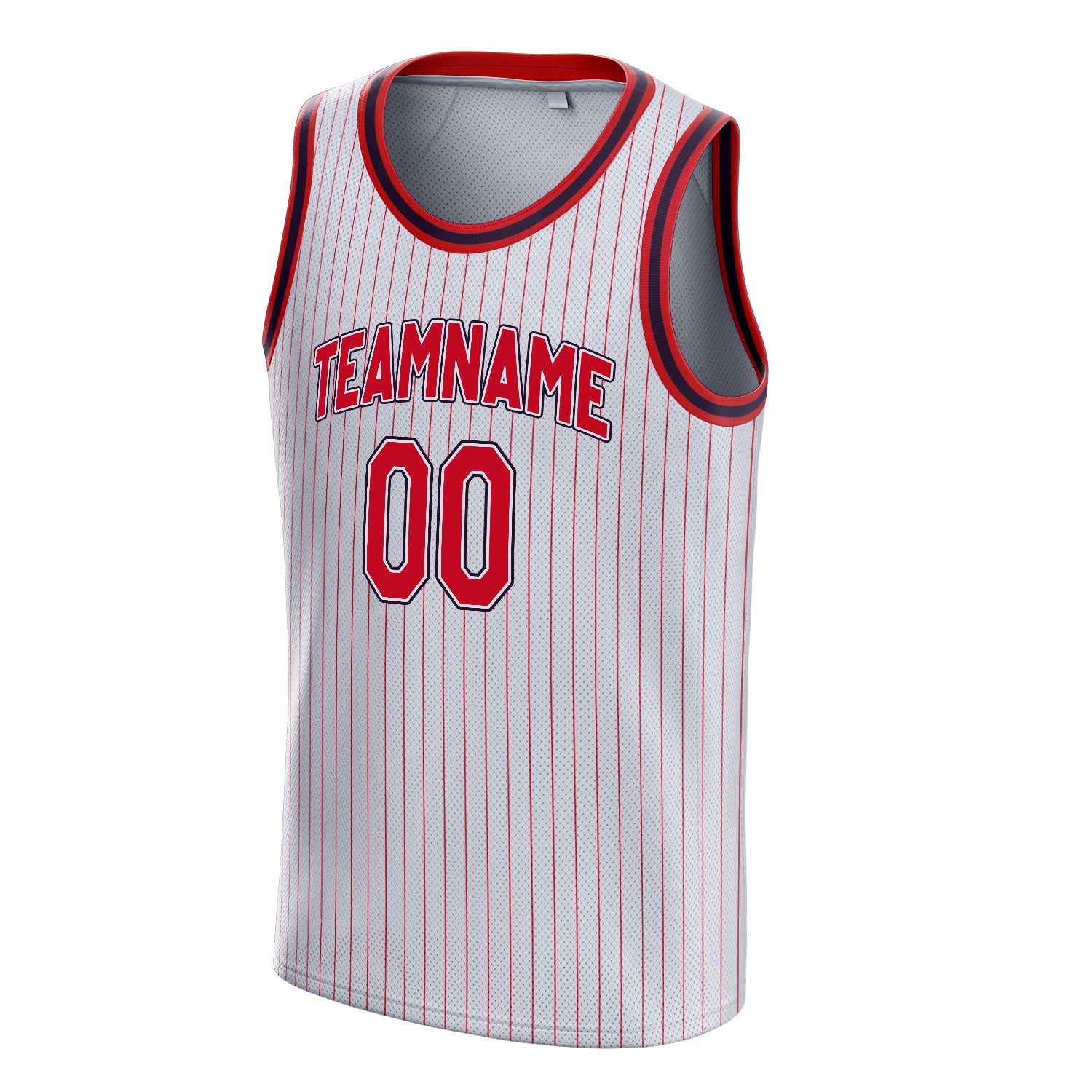 Custom White Red Red-Pinstripe Basketball Jersey