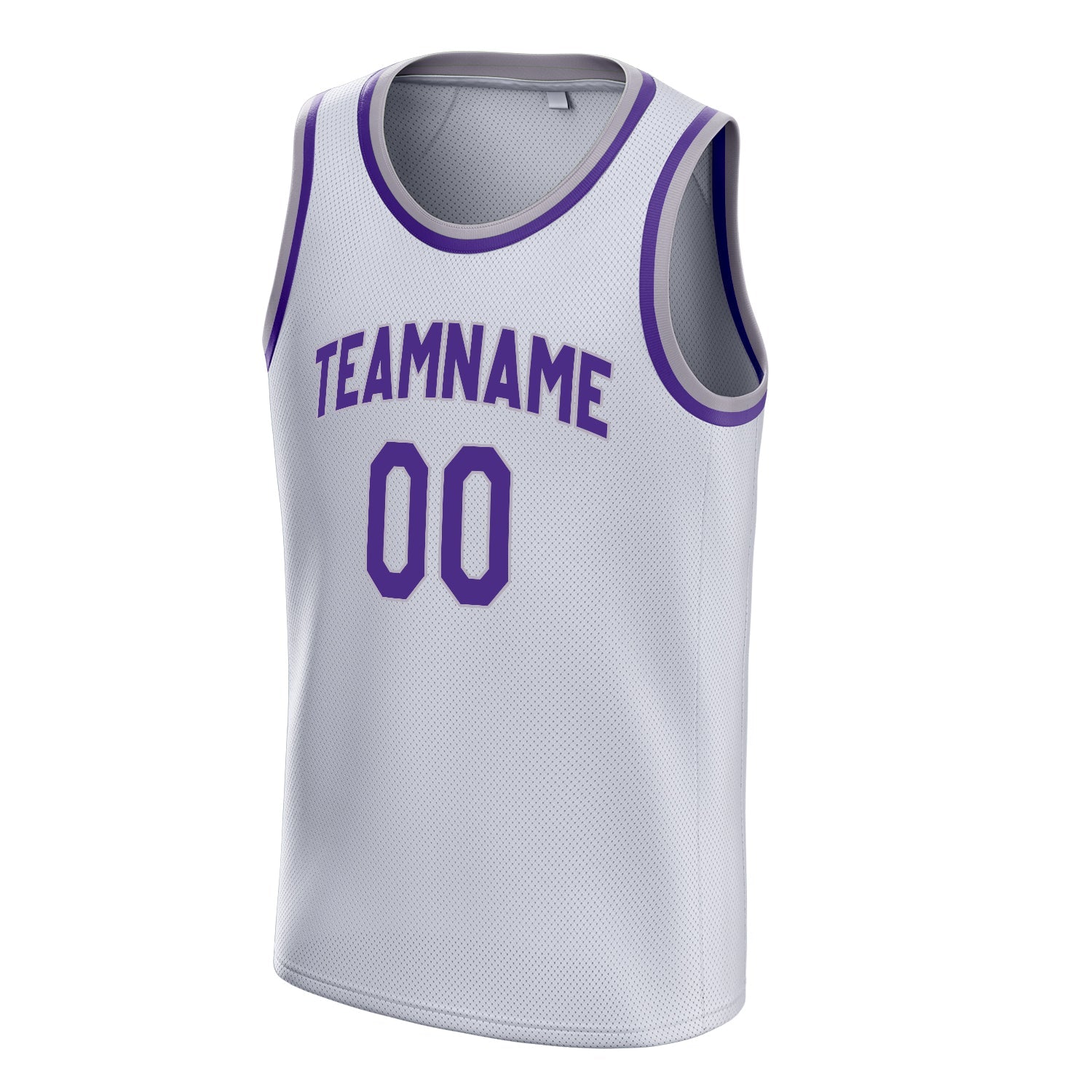 Custom White Purple Solid-Color Basketball Jersey