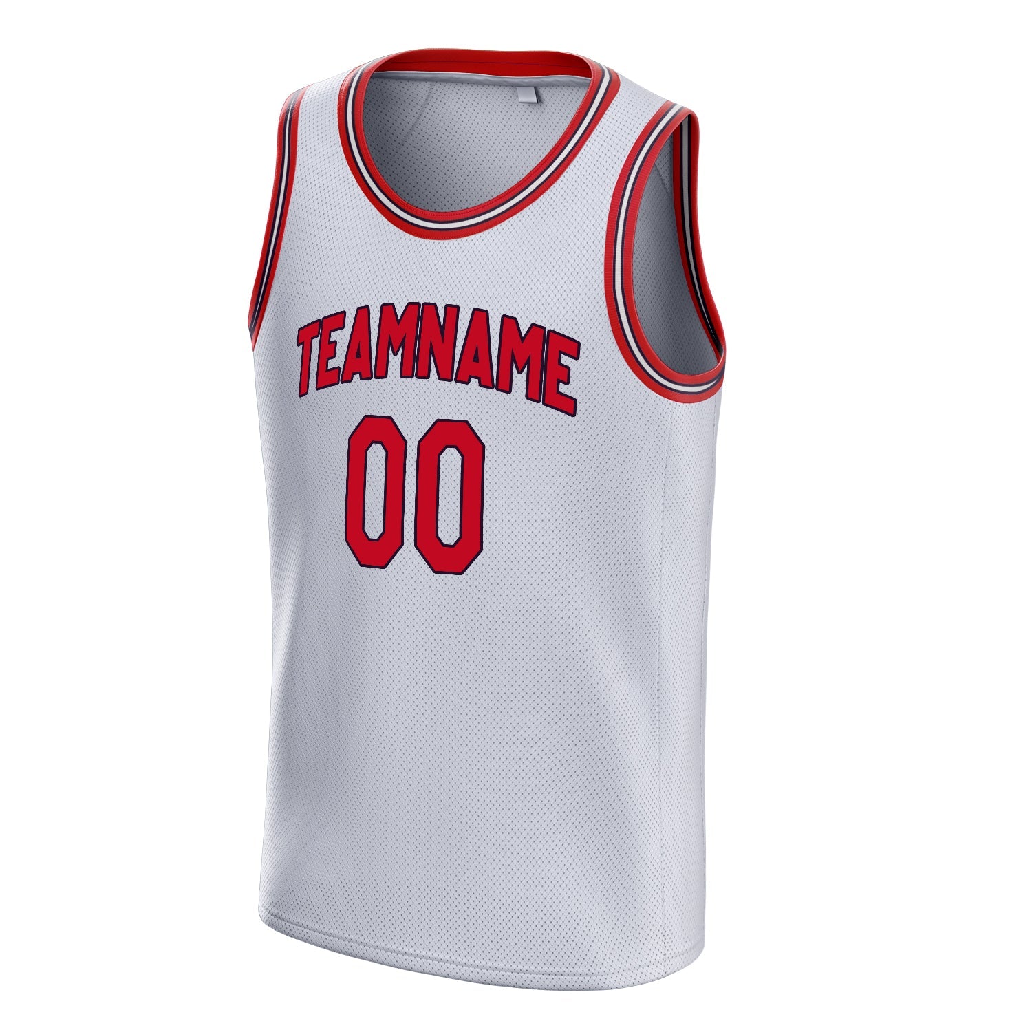 Custom White Red Solid-Color Basketball Jersey