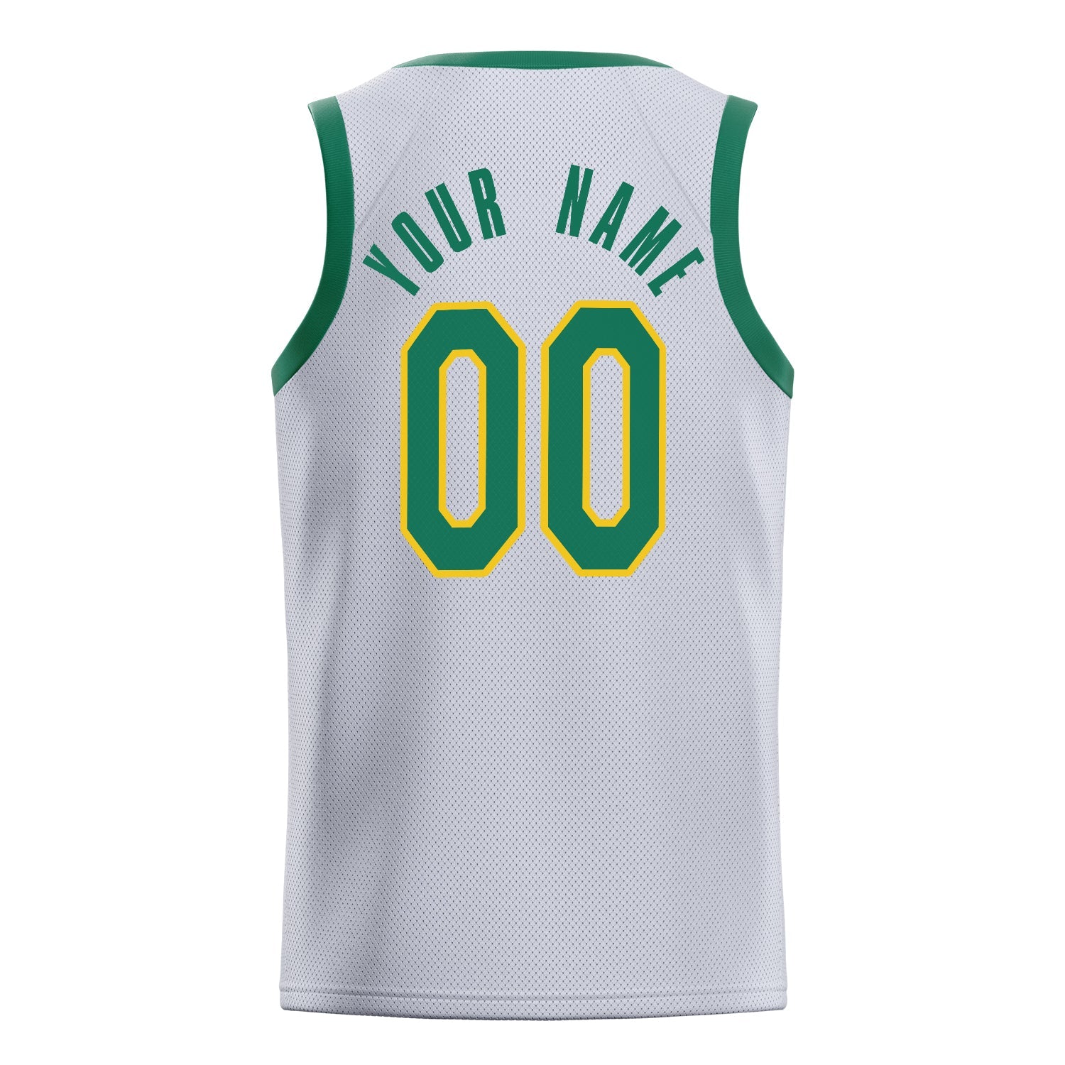 Custom White Green Solid-Color Basketball Jersey