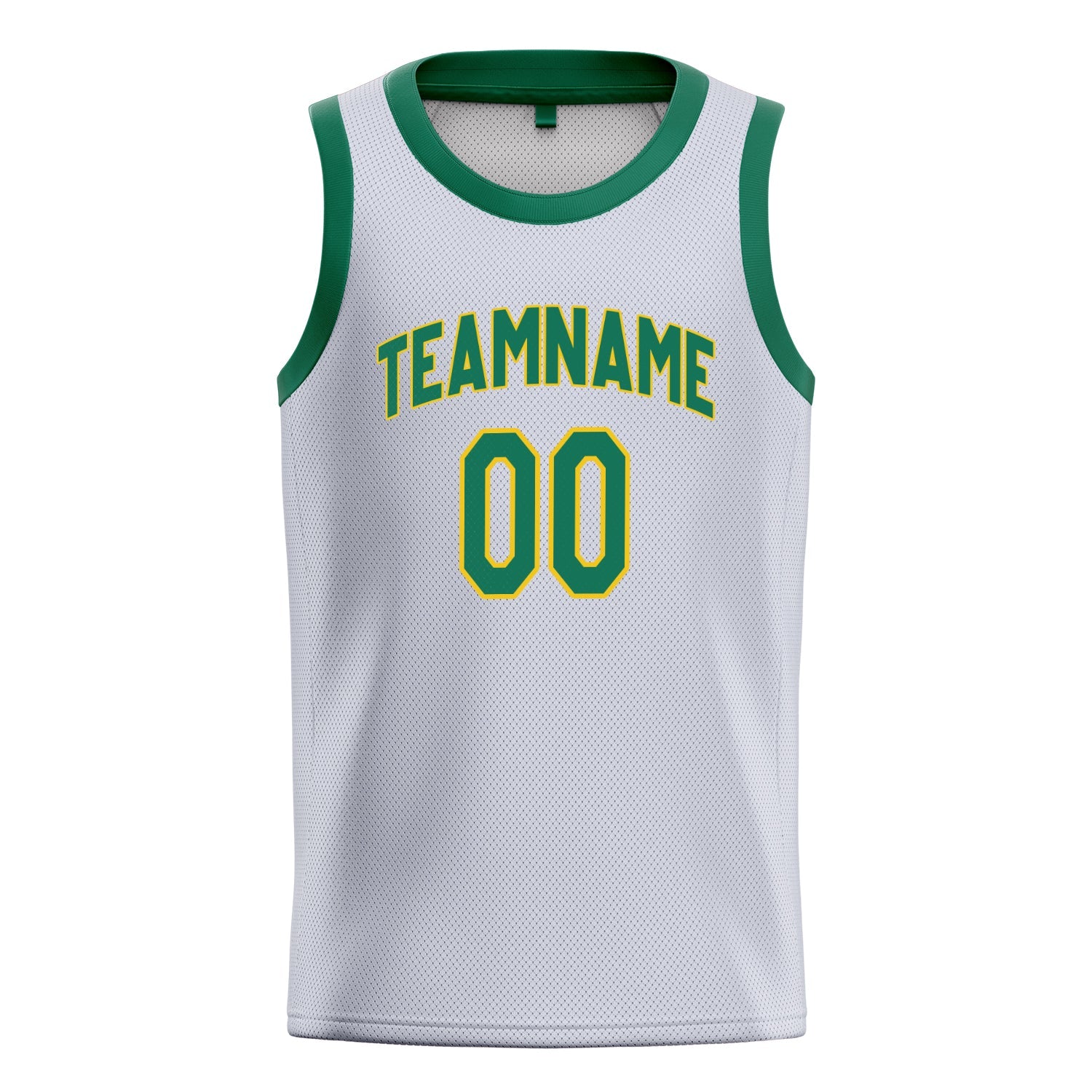 Custom White Green Solid-Color Basketball Jersey