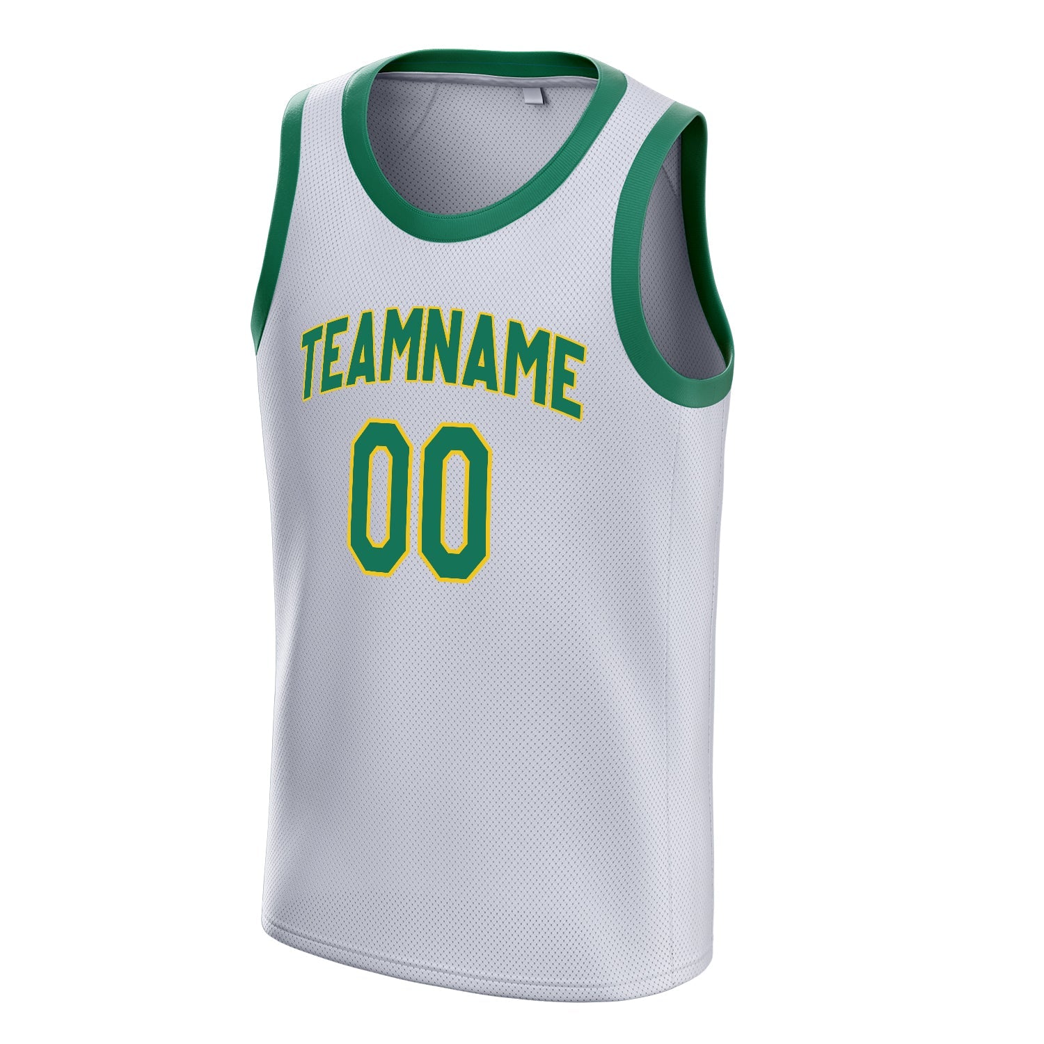 Custom White Green Solid-Color Basketball Jersey