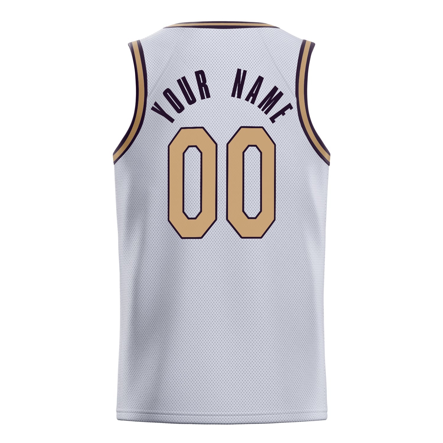 Custom White Old-Gold Solid-Color Basketball Jersey