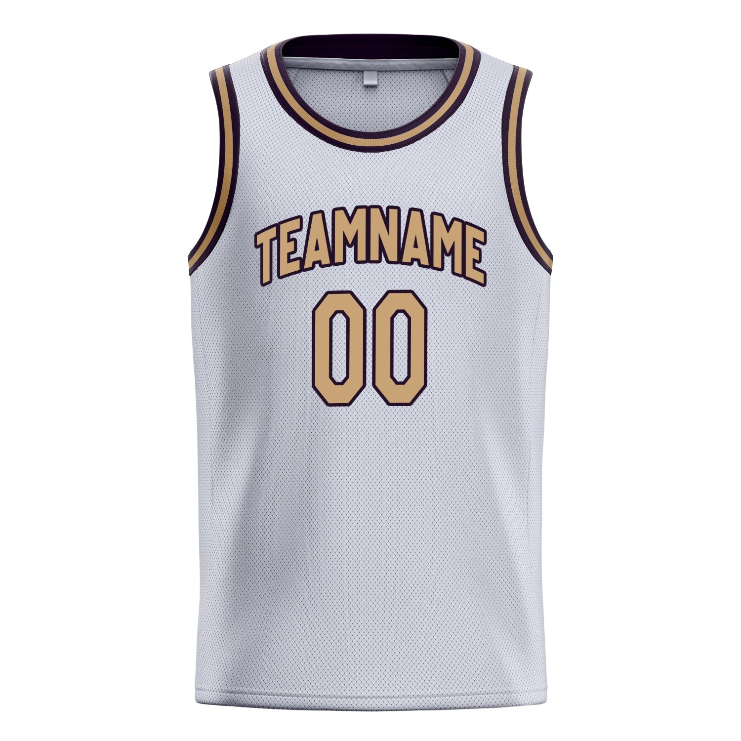 Custom White Old-Gold Solid-Color Basketball Jersey