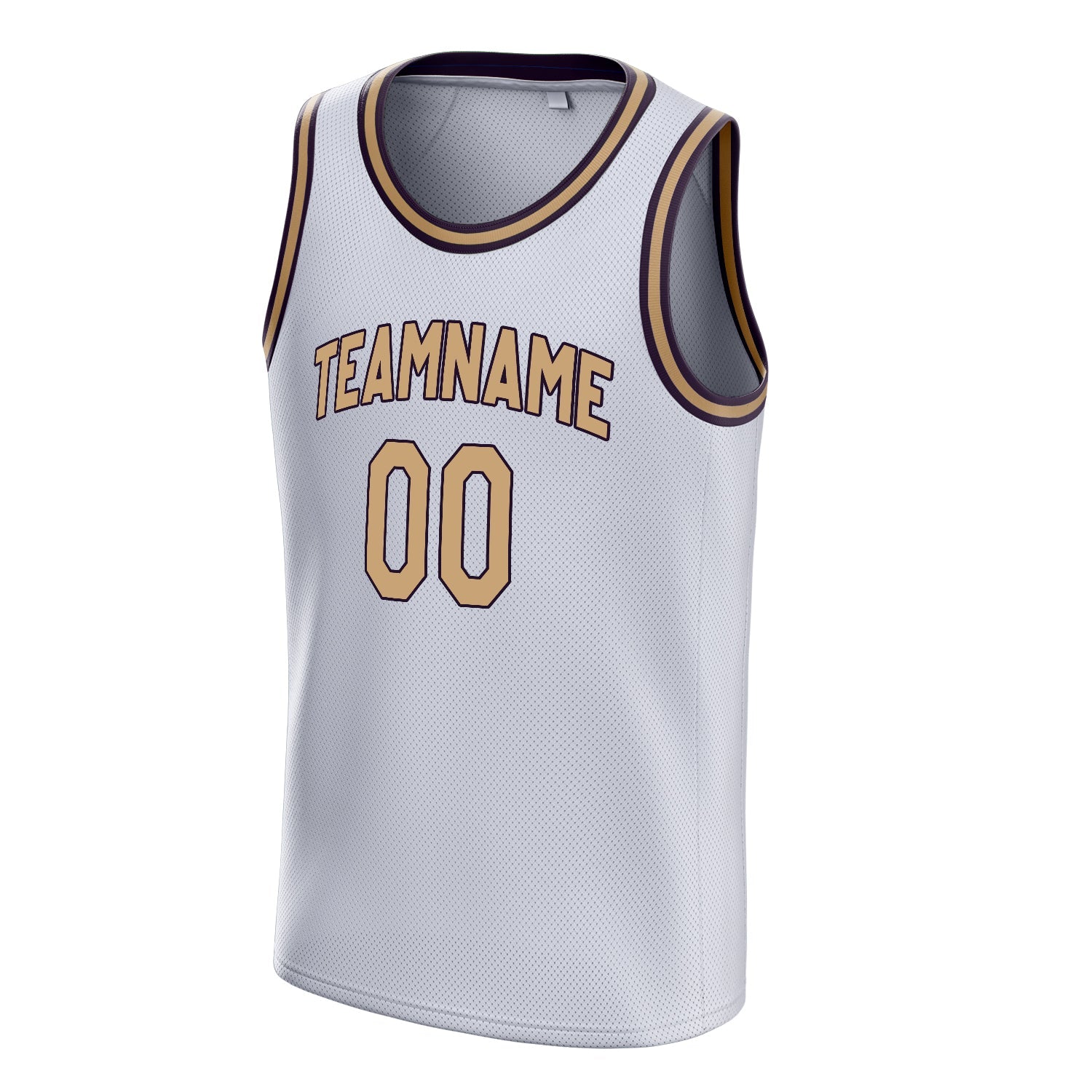 Custom White Old-Gold Solid-Color Basketball Jersey