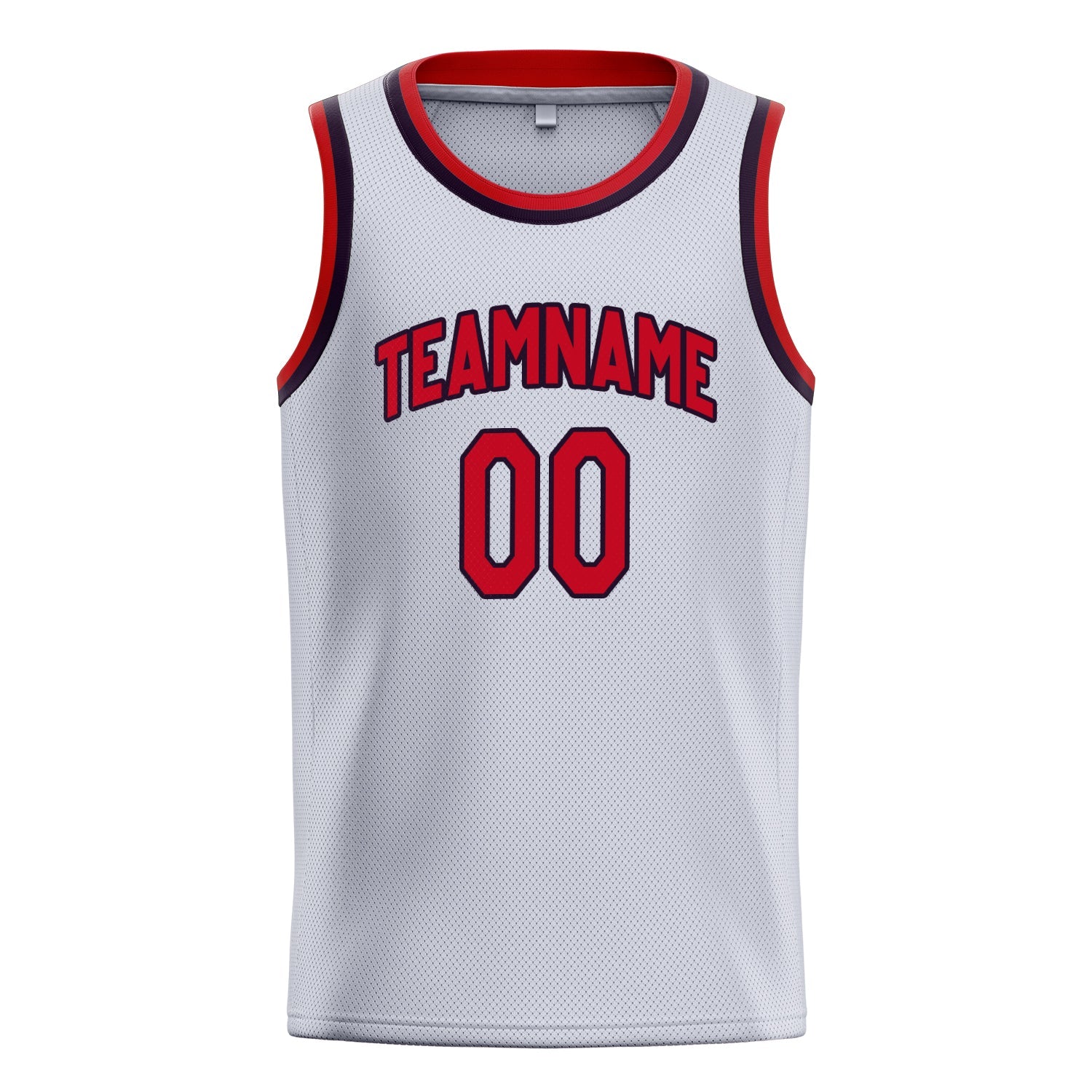 Custom White Red Solid-Color Basketball Jersey