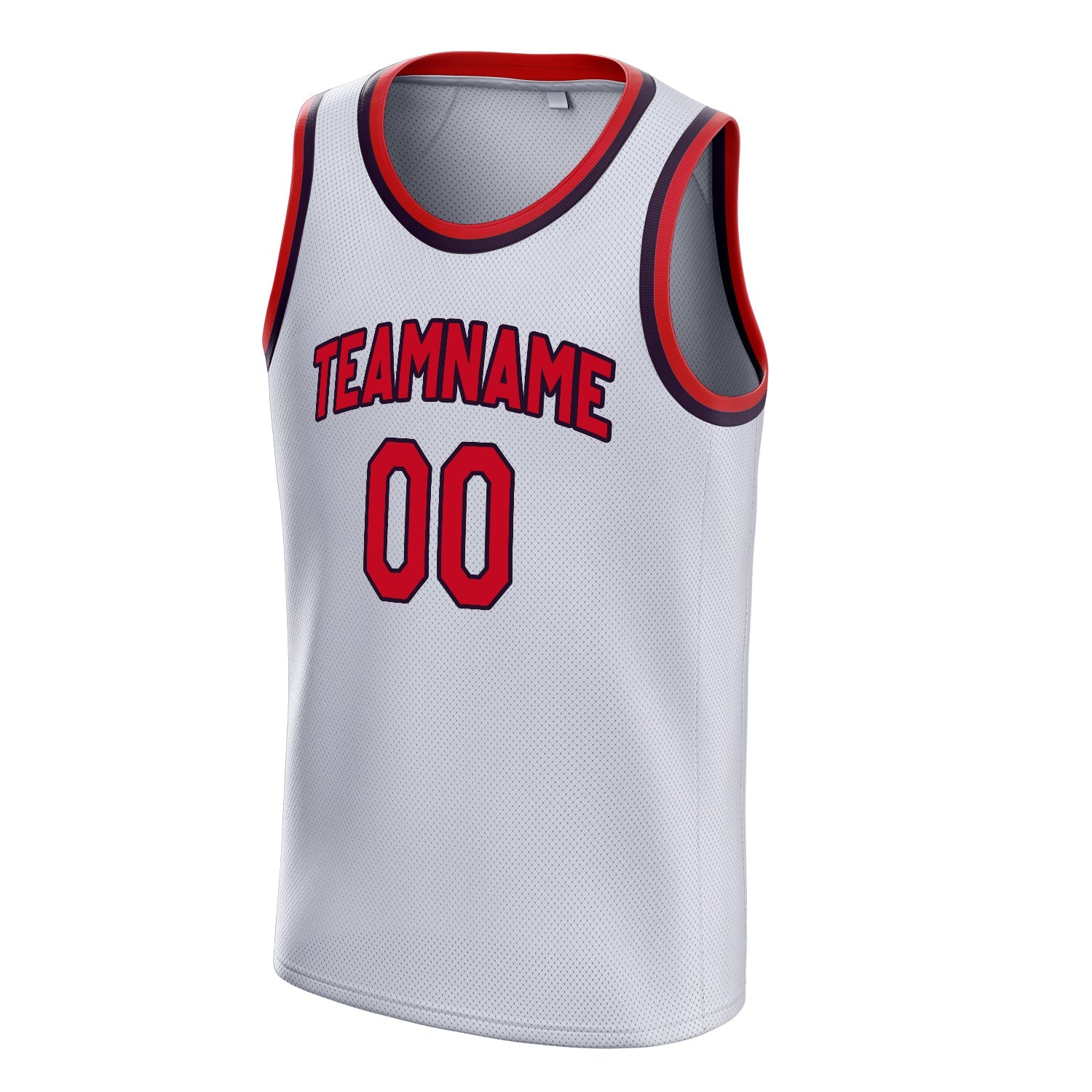 Custom White Red Solid-Color Basketball Jersey