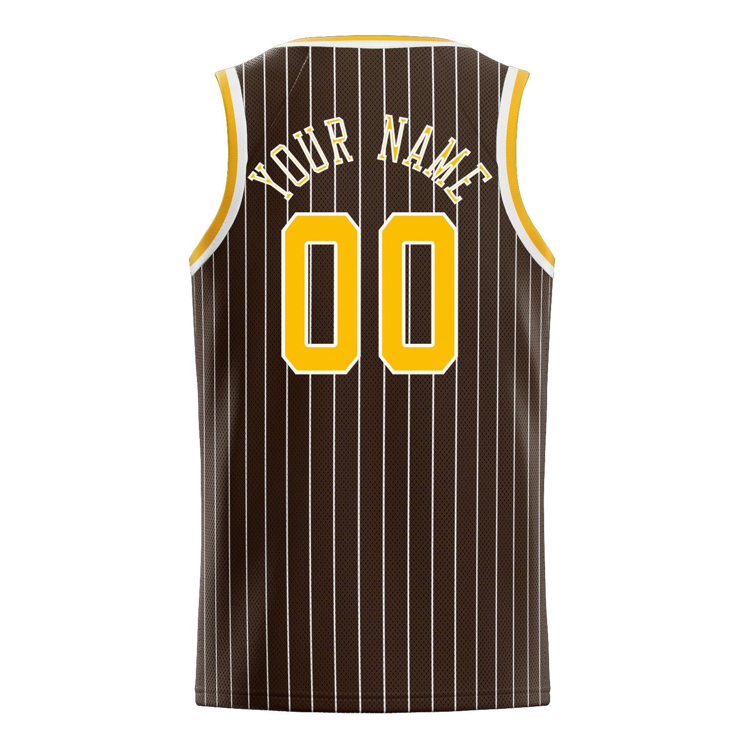 Custom Brown Gold White-Pinstripe Basketball Jersey