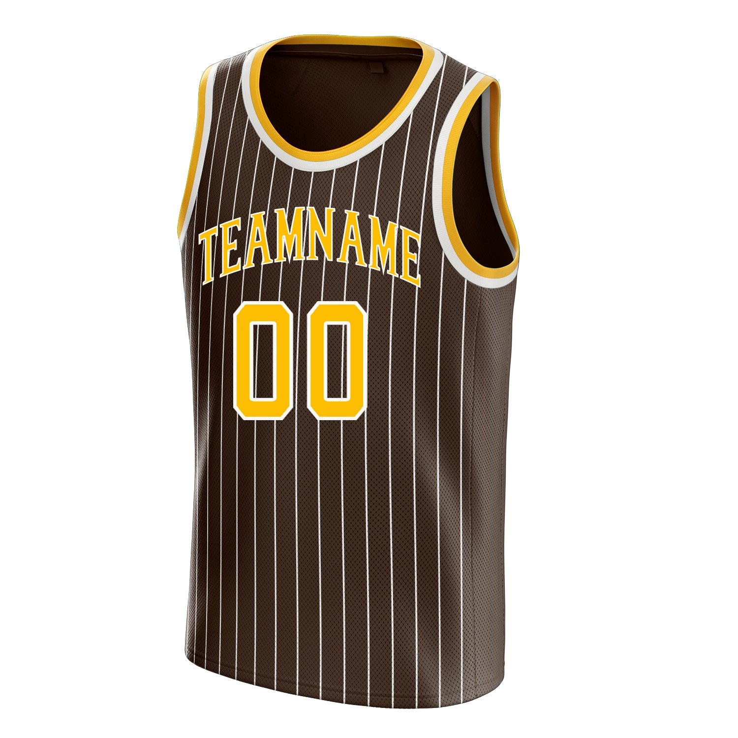 Custom Brown Gold White-Pinstripe Basketball Jersey