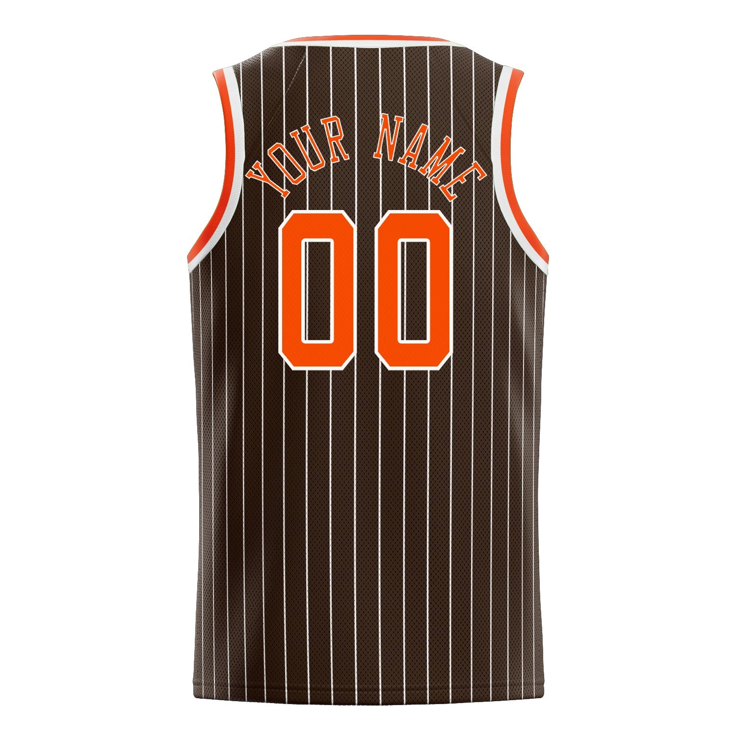 Custom Brown Orange White-Pinstripe Basketball Jersey