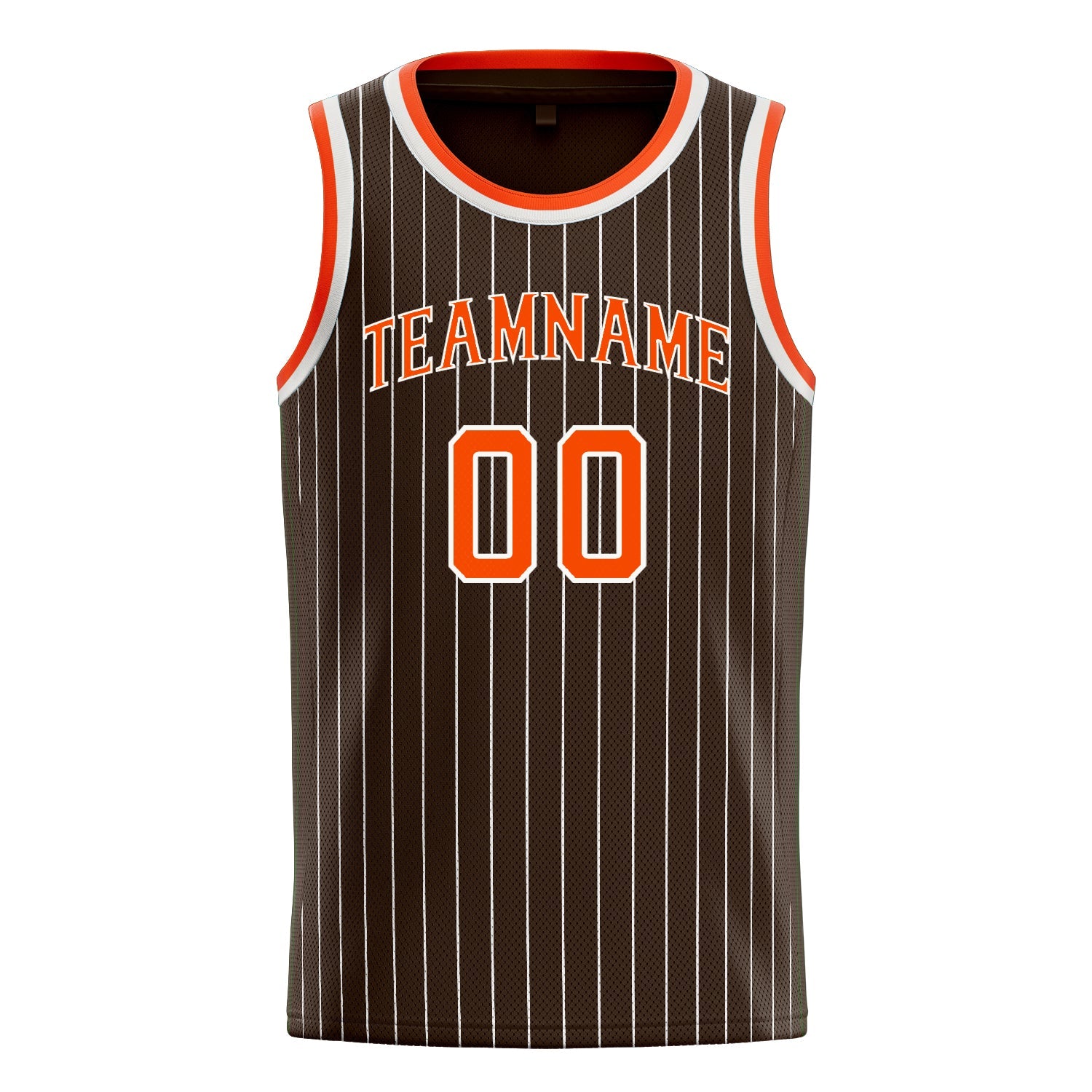 Custom Brown Orange White-Pinstripe Basketball Jersey