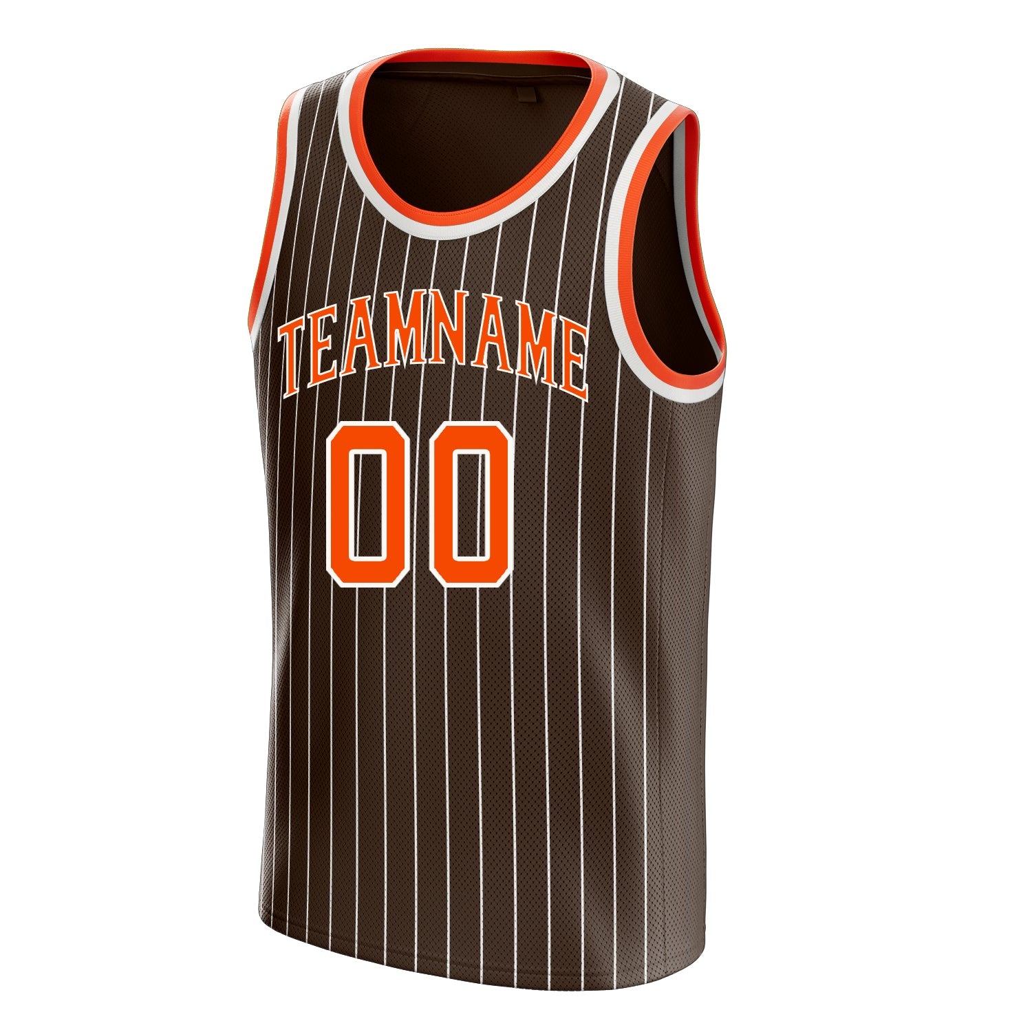 Custom Brown Orange White-Pinstripe Basketball Jersey