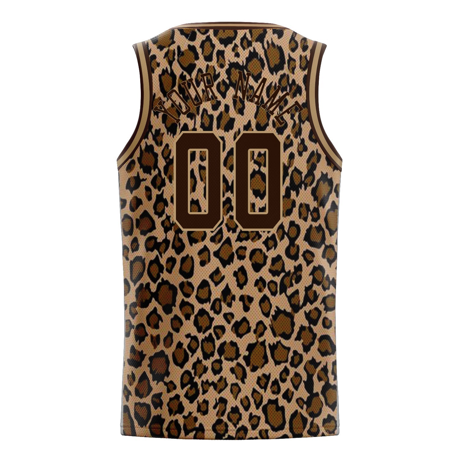 Custom Brown Old-Gold Leopard-Print Basketball Jersey