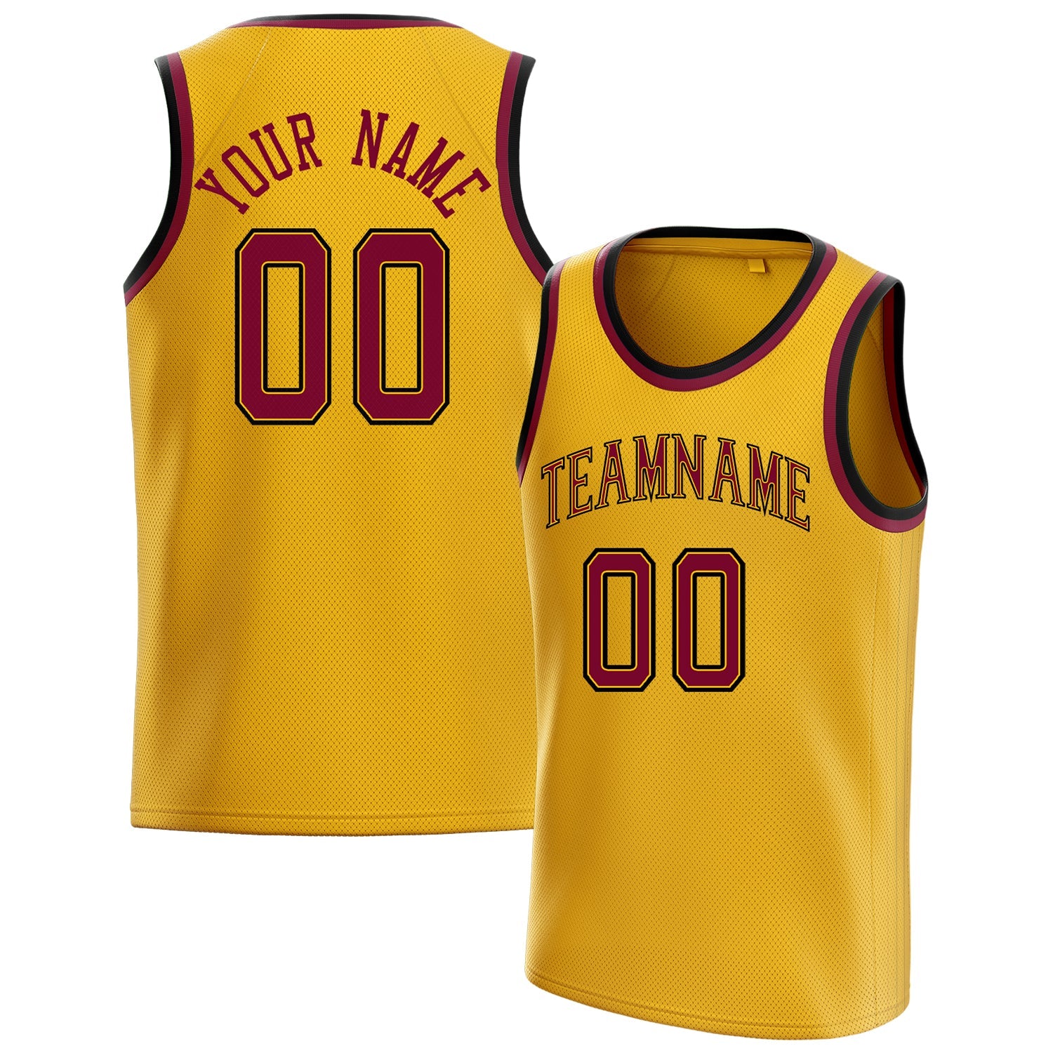 Custom Gold Maroon Solid-Color Basketball Jersey