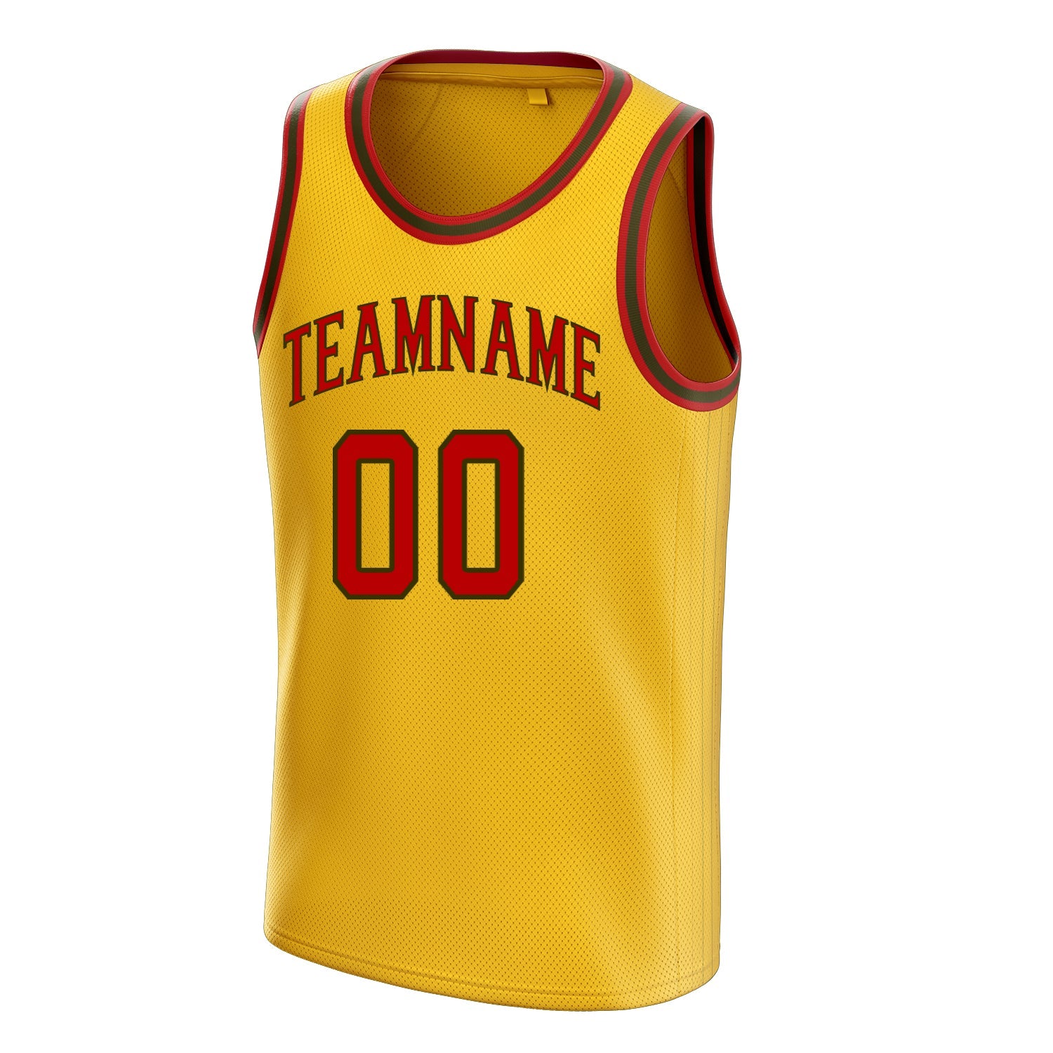 Custom Gold Red Solid-Color Basketball Jersey