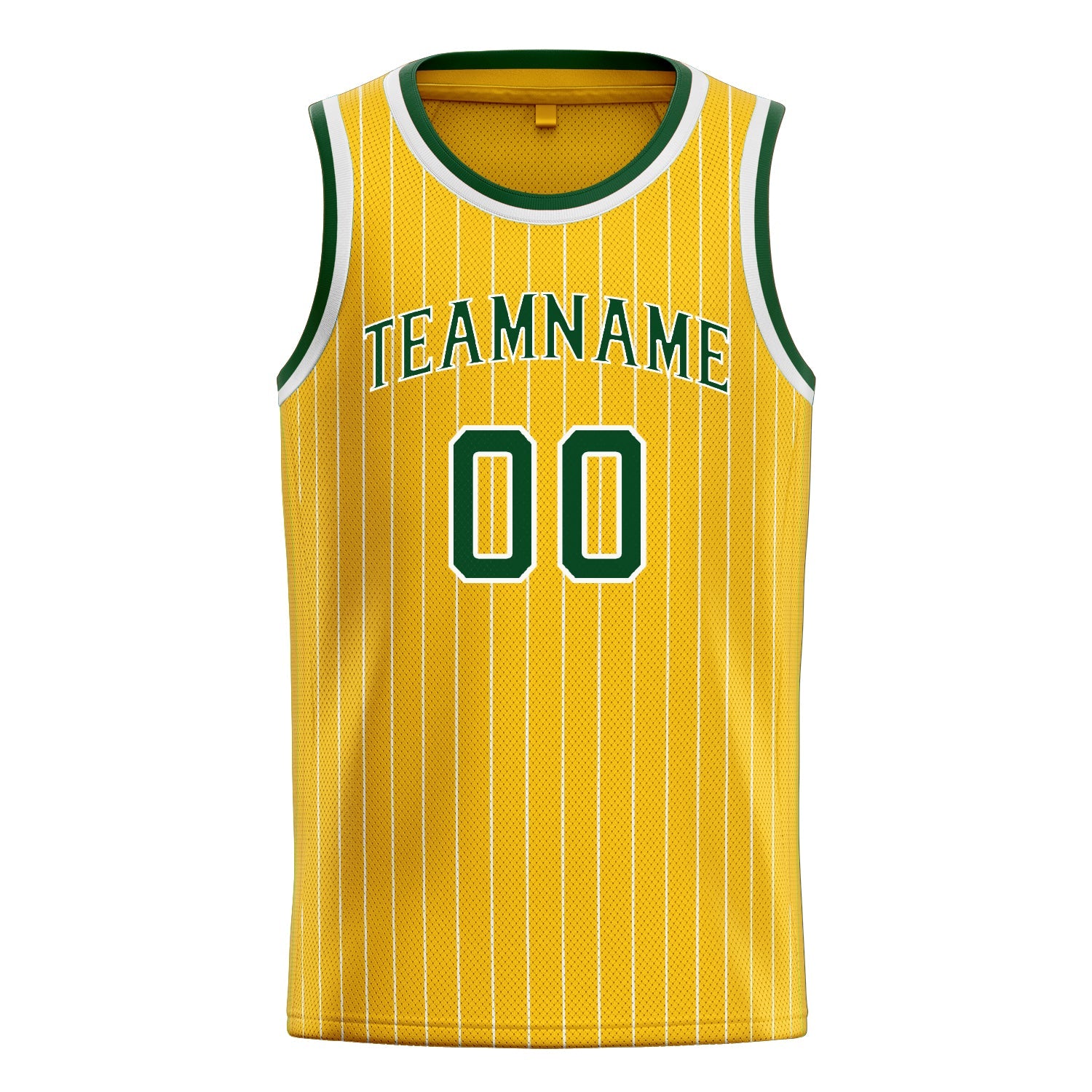 Custom Gold Kelly-Green White-Pinstripe Basketball Jersey