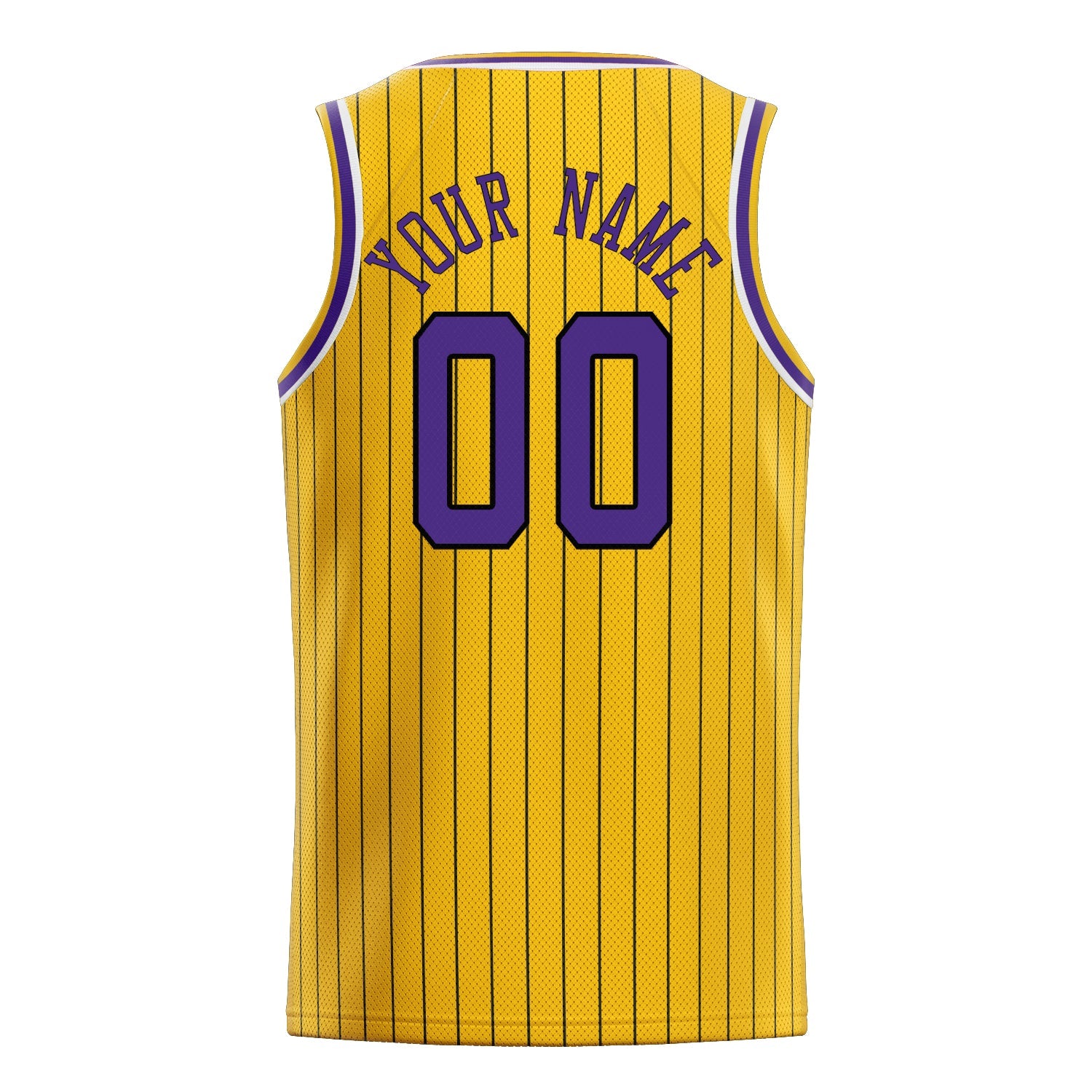 Custom Gold Purple Black-Pinstripe Basketball Jersey