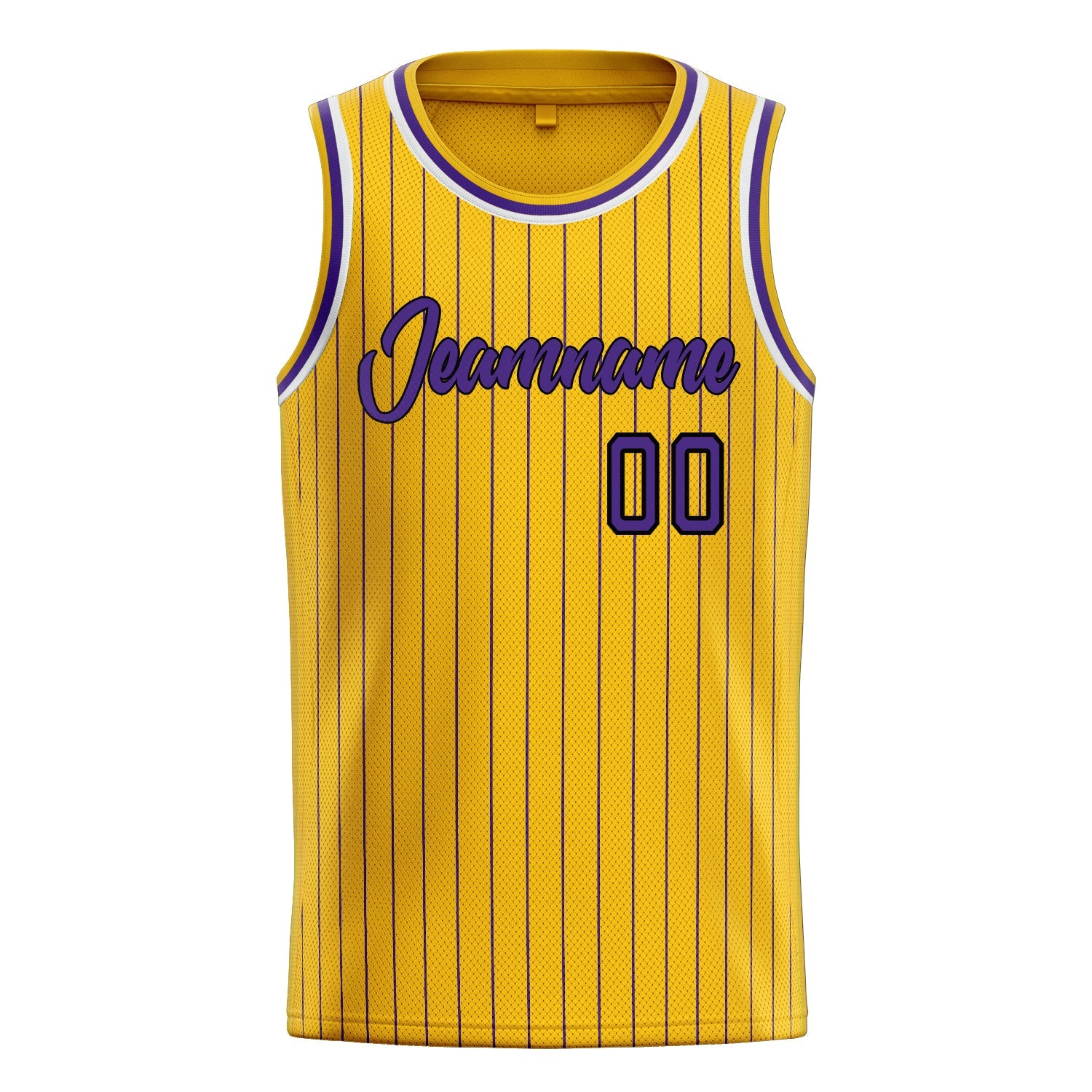 Custom Gold Purple Black-Pinstripe Basketball Jersey