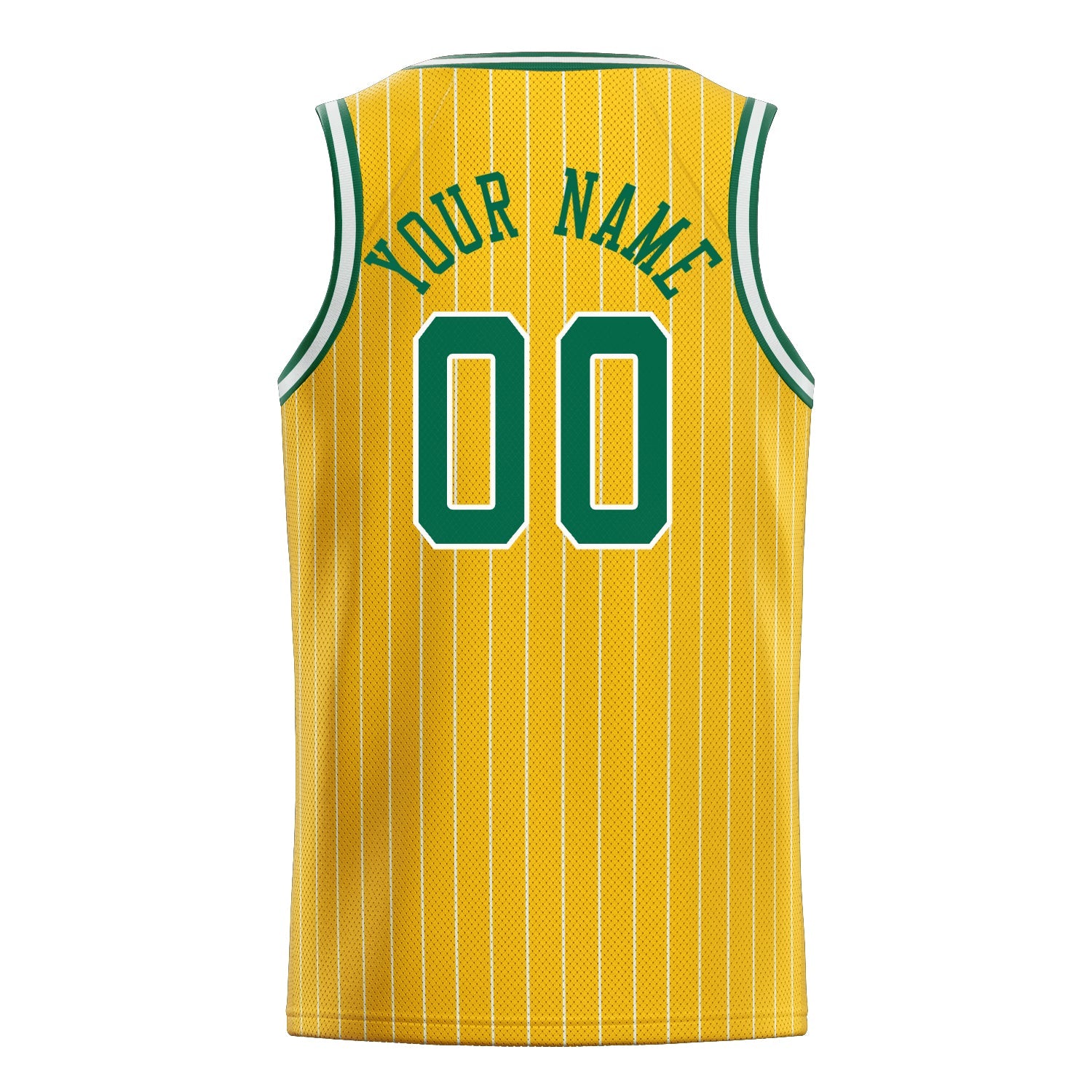 Custom Gold Kelly-Green White-Pinstripe Basketball Jersey