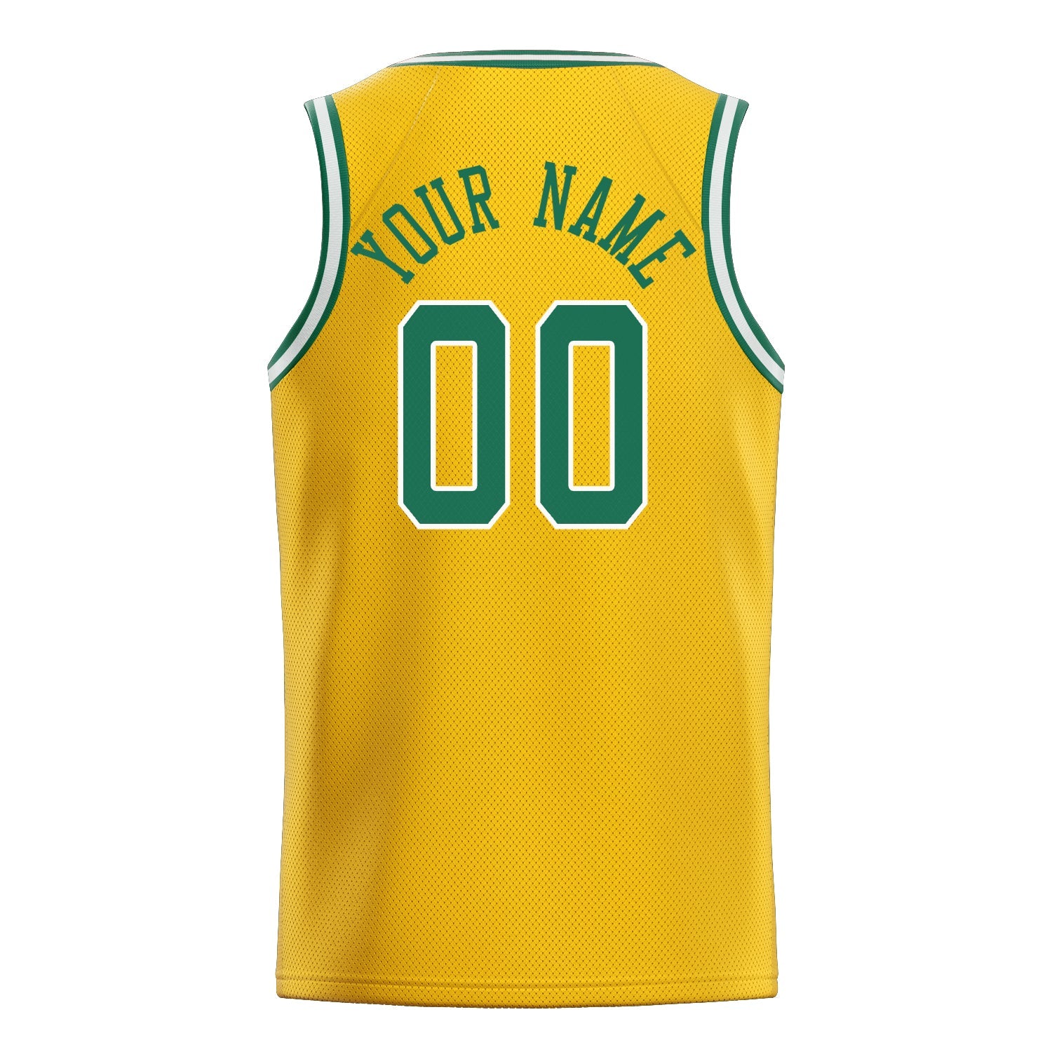 Custom Gold Kelly-Green Solid-Color Basketball Jersey