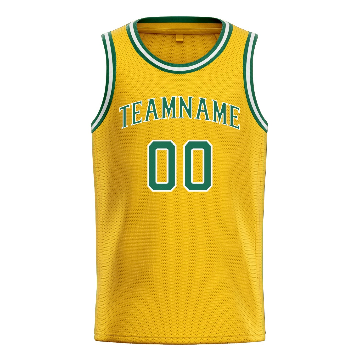 Custom Gold Kelly-Green Solid-Color Basketball Jersey