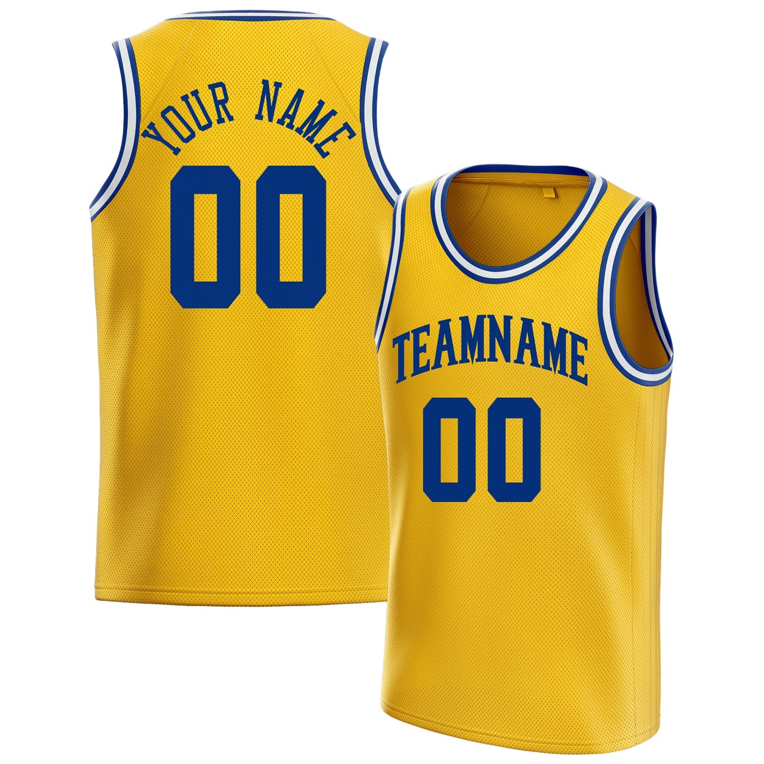 Custom Gold Royal Solid-Color Basketball Jersey