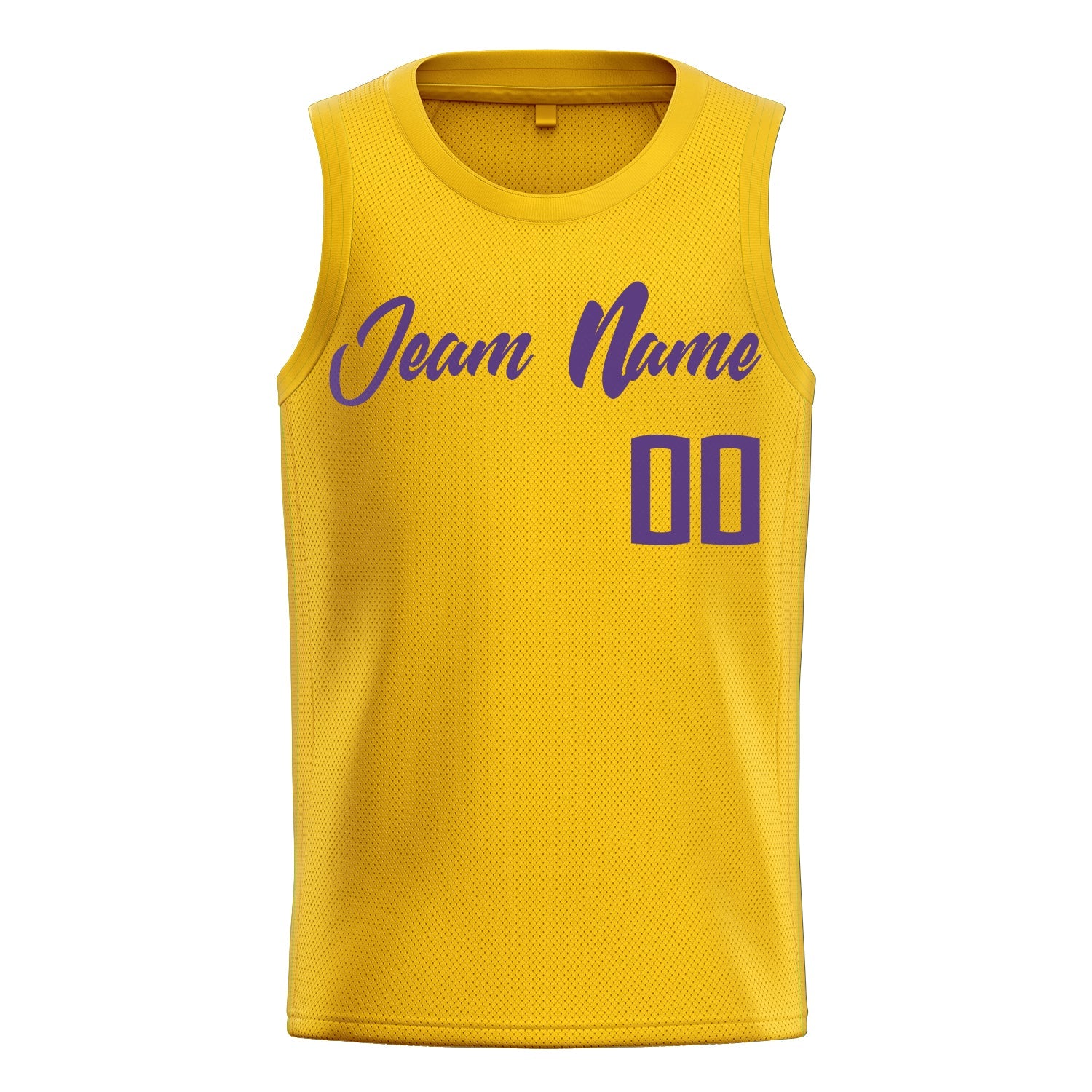 Custom Gold Purple Solid-Color Basketball Jersey