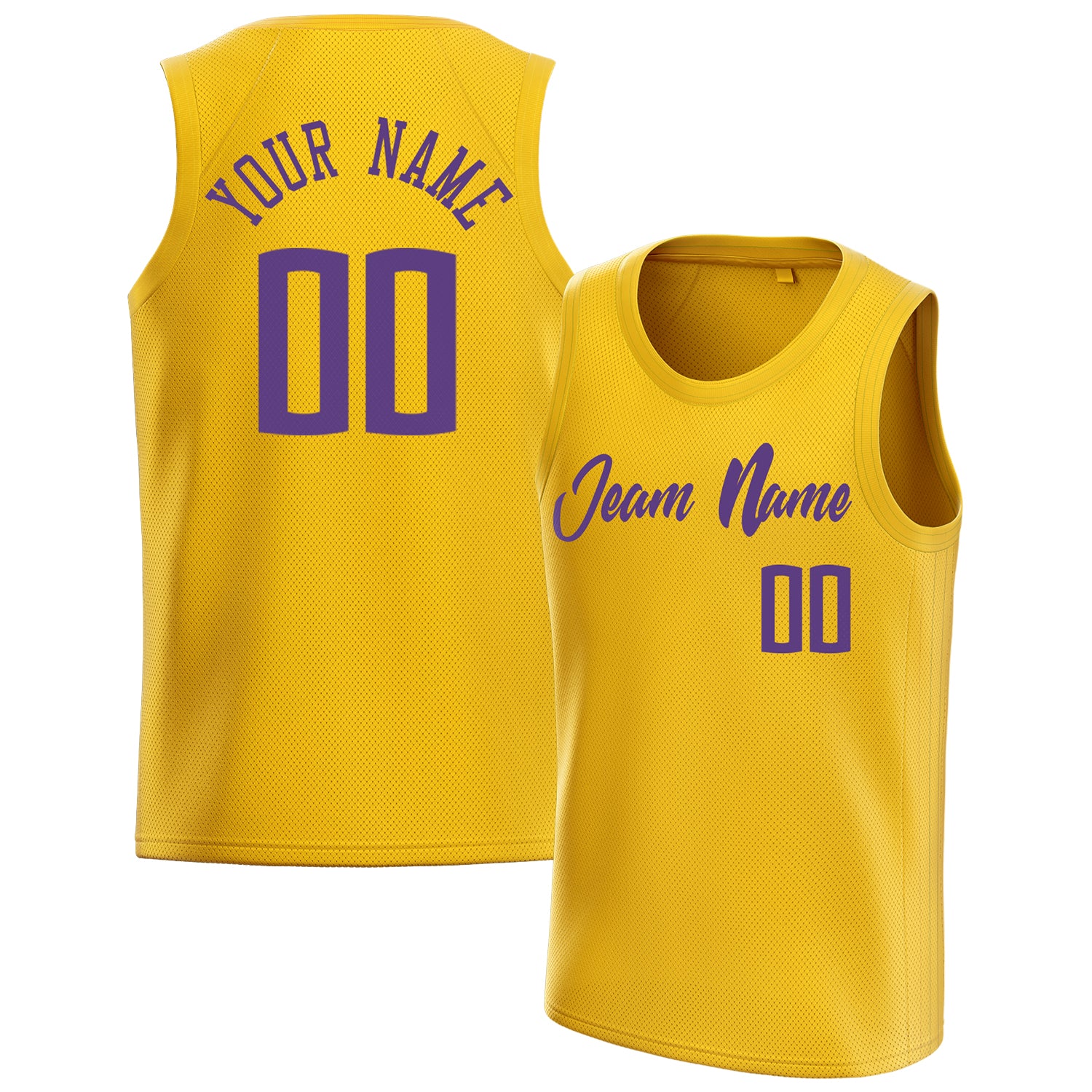 Custom Gold Purple Solid-Color Basketball Jersey