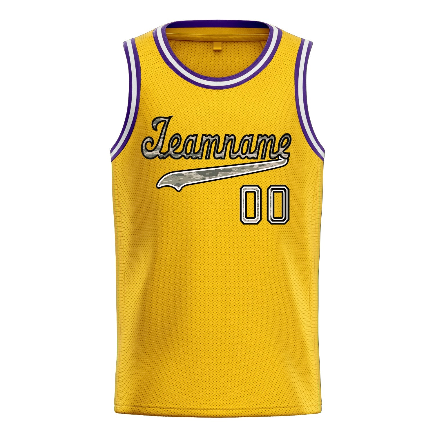 Custom Gold Camo Solid-Color Basketball Jersey