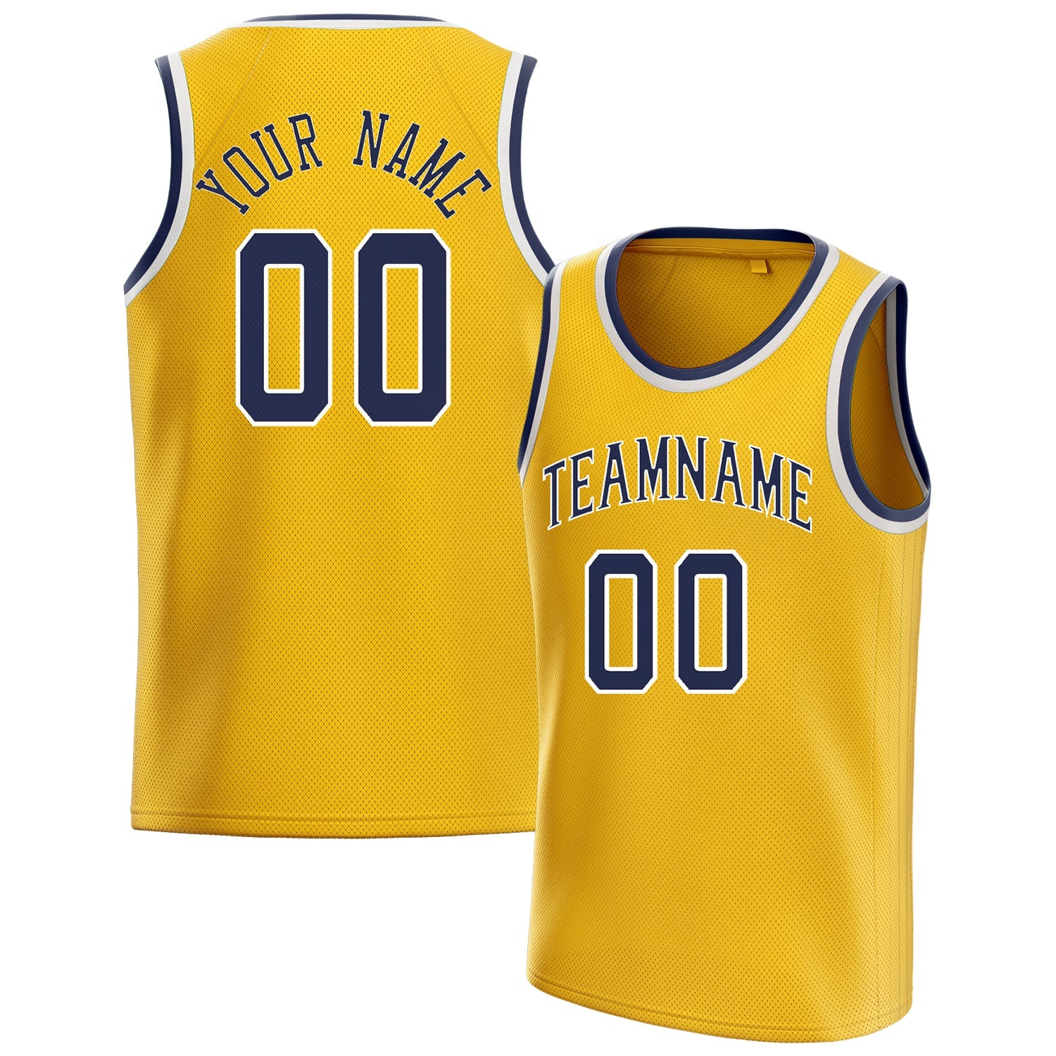 Custom Gold Navy Solid-Color Basketball Jersey