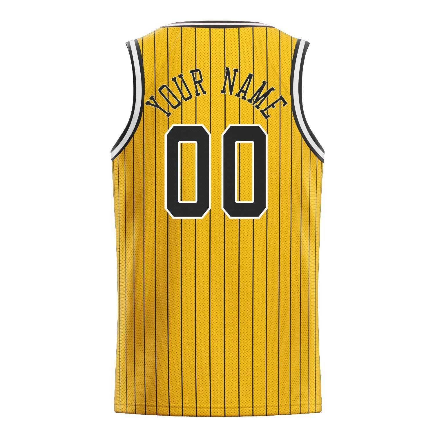 Custom Gold Black Black-Pinstripe Basketball Jersey