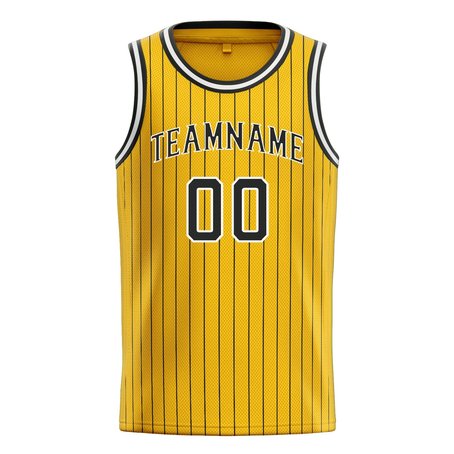 Custom Gold Black Black-Pinstripe Basketball Jersey