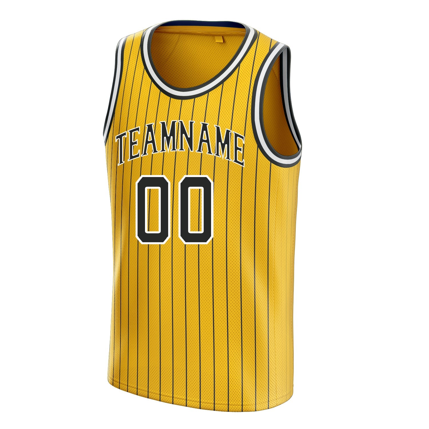 Custom Gold Black Black-Pinstripe Basketball Jersey