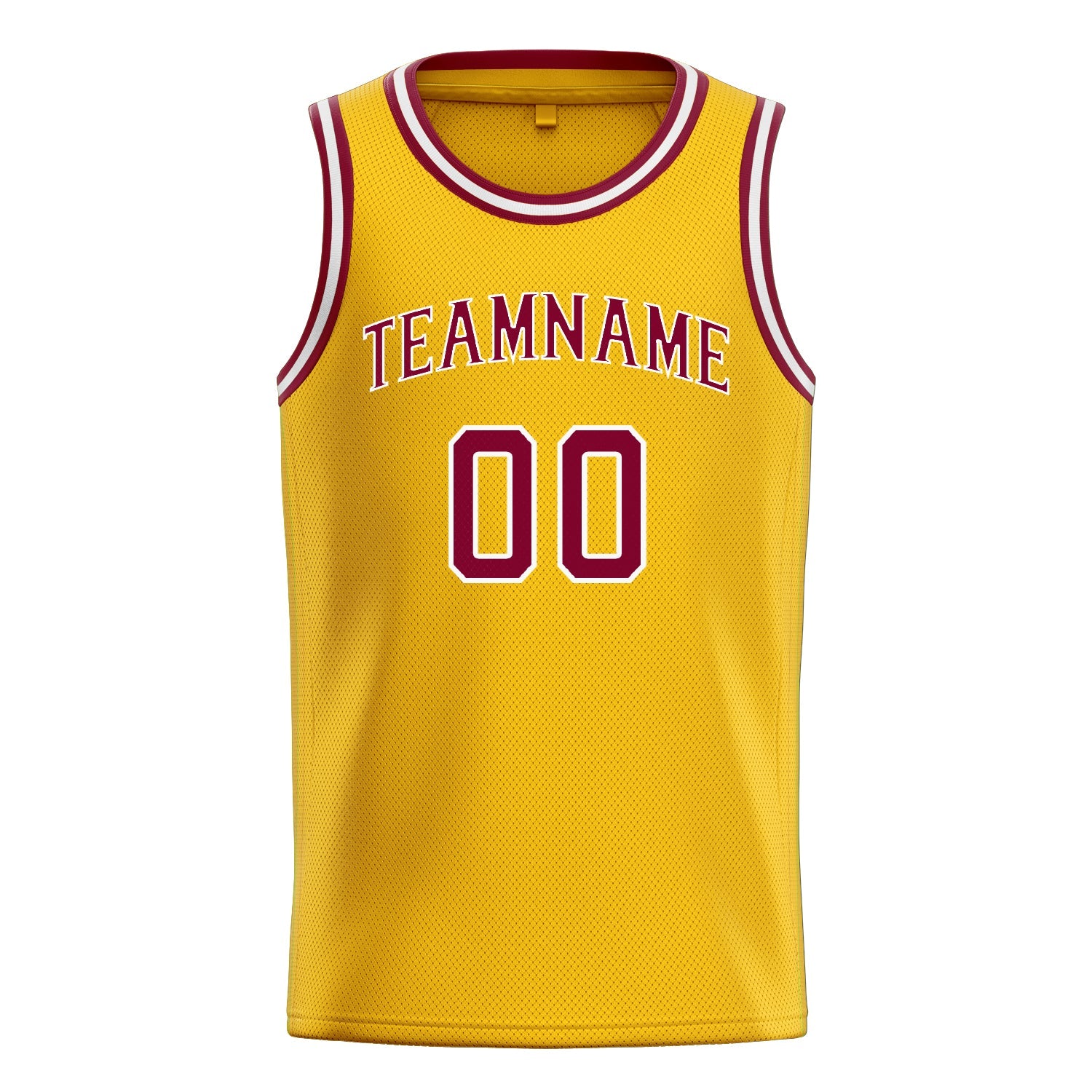 Custom Gold Red Solid-Color Basketball Jersey