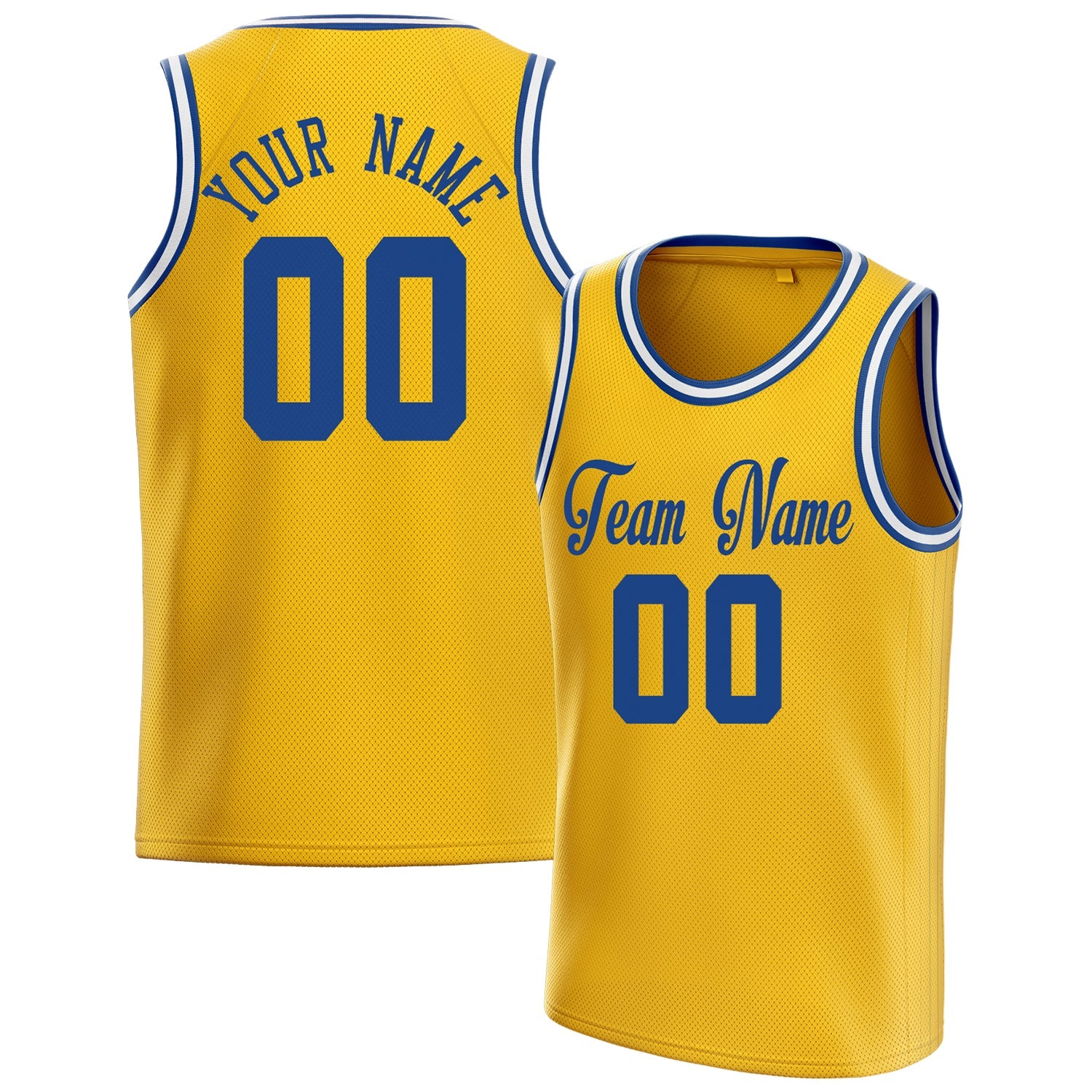 Custom Gold Royal Solid-Color Basketball Jersey