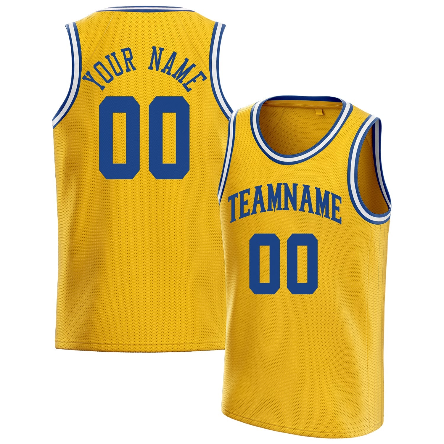 Custom Gold Royal Solid-Color Basketball Jersey