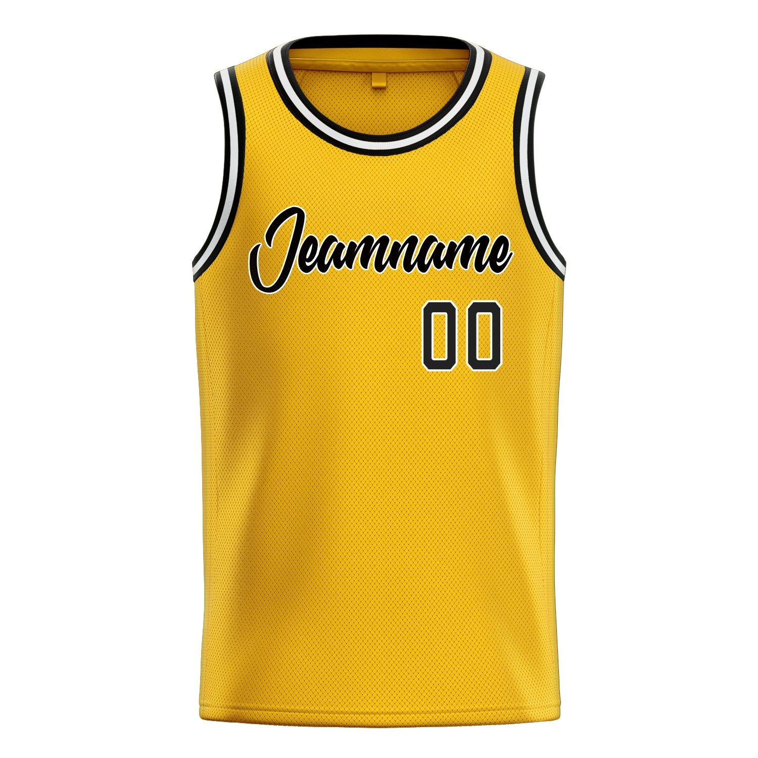 Custom Gold Black Solid-Color Basketball Jersey