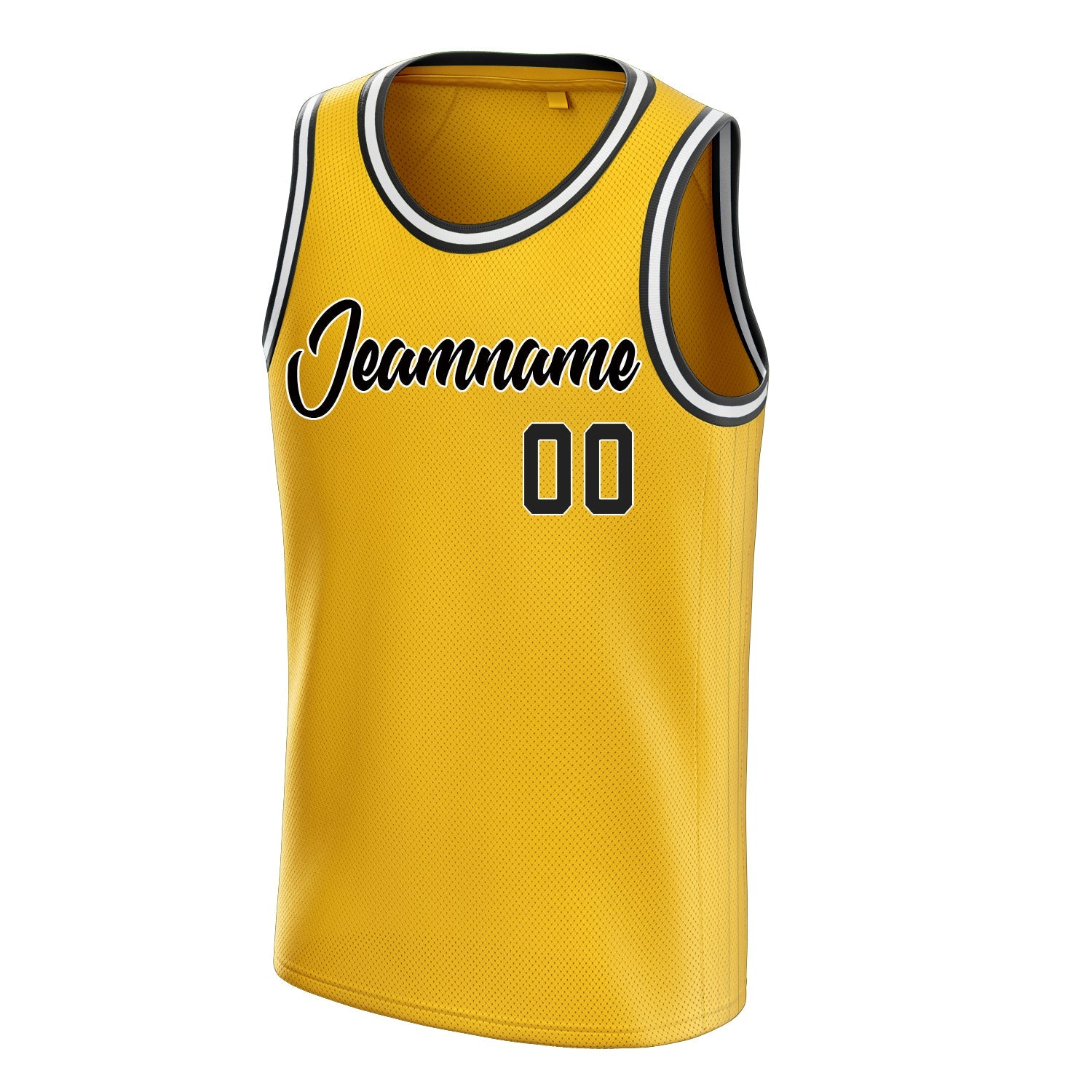 Custom Gold Black Solid-Color Basketball Jersey