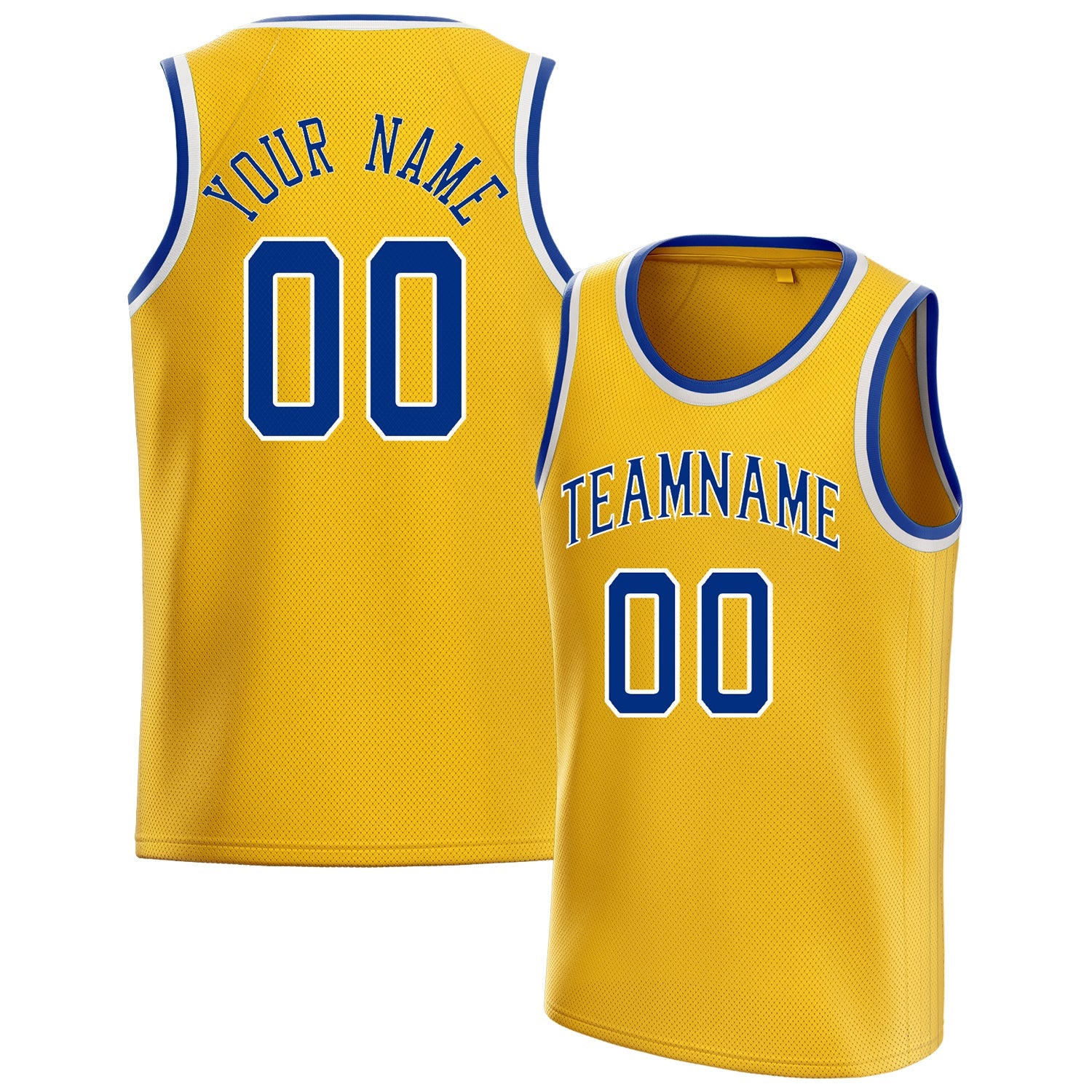 Custom Gold Royal Solid-Color Basketball Jersey