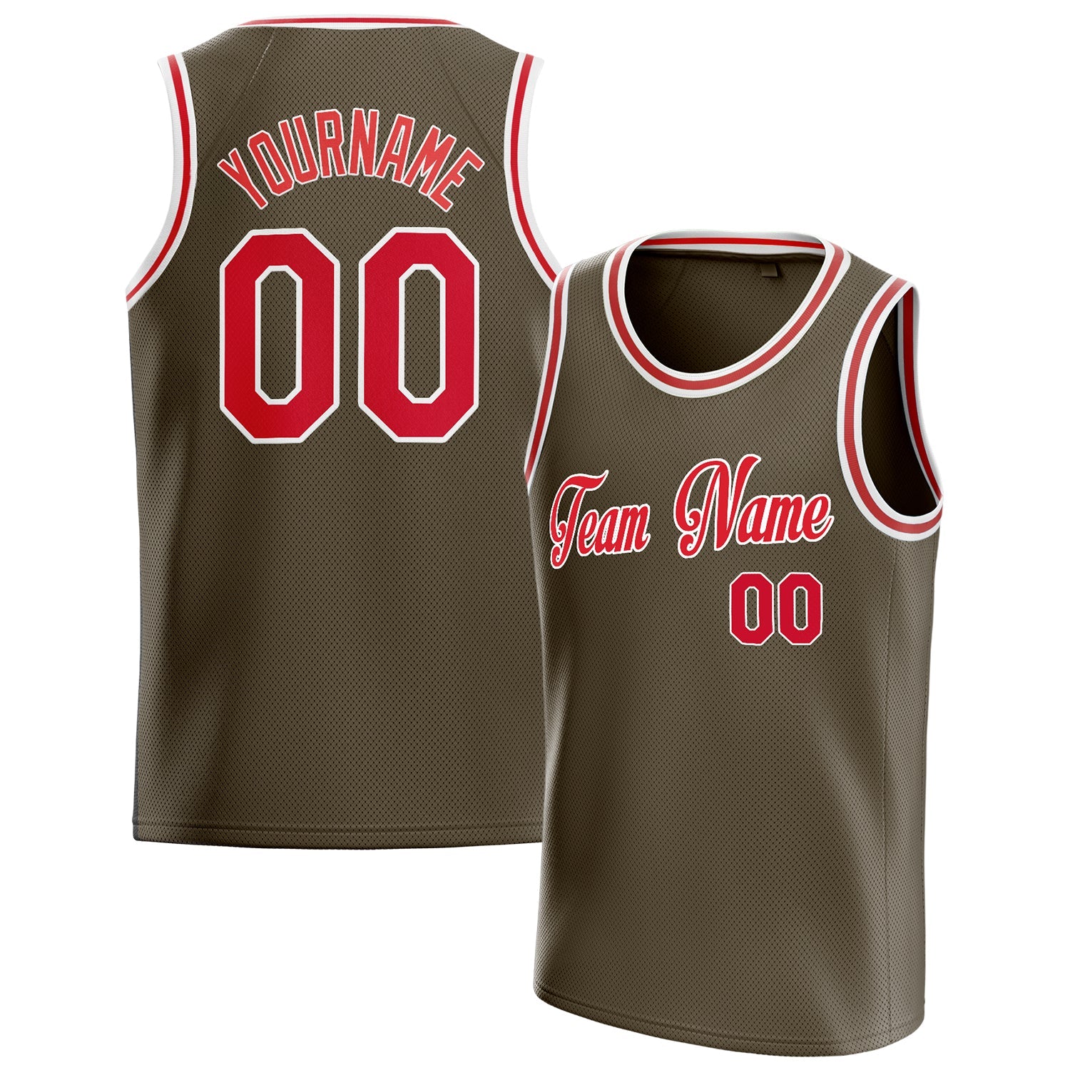 Custom Olive Red Solid-Color Basketball Jersey