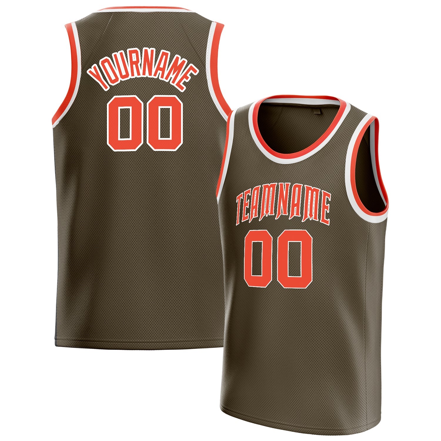 Custom Olive Orange Solid-Color Basketball Jersey