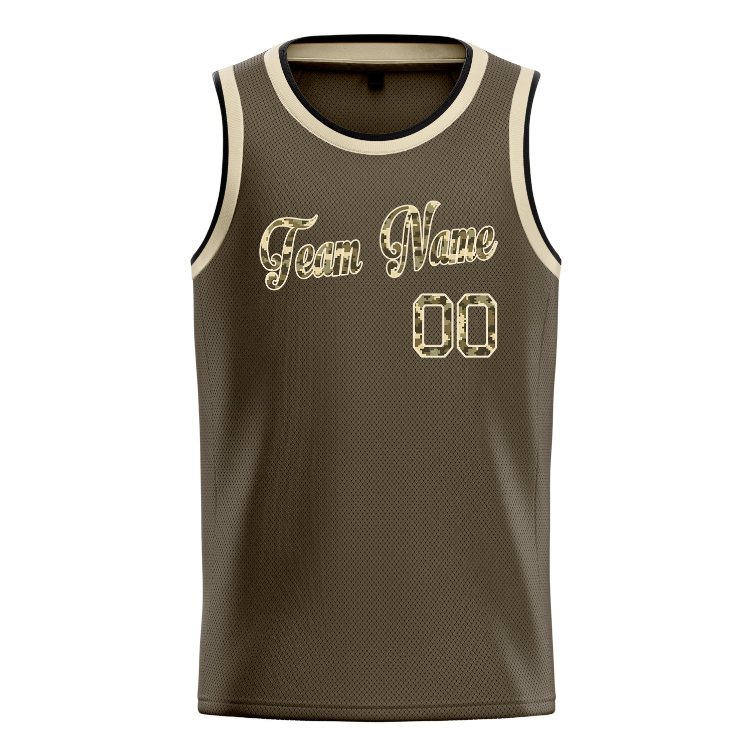 Custom Olive Camo Solid-Color Basketball Jersey