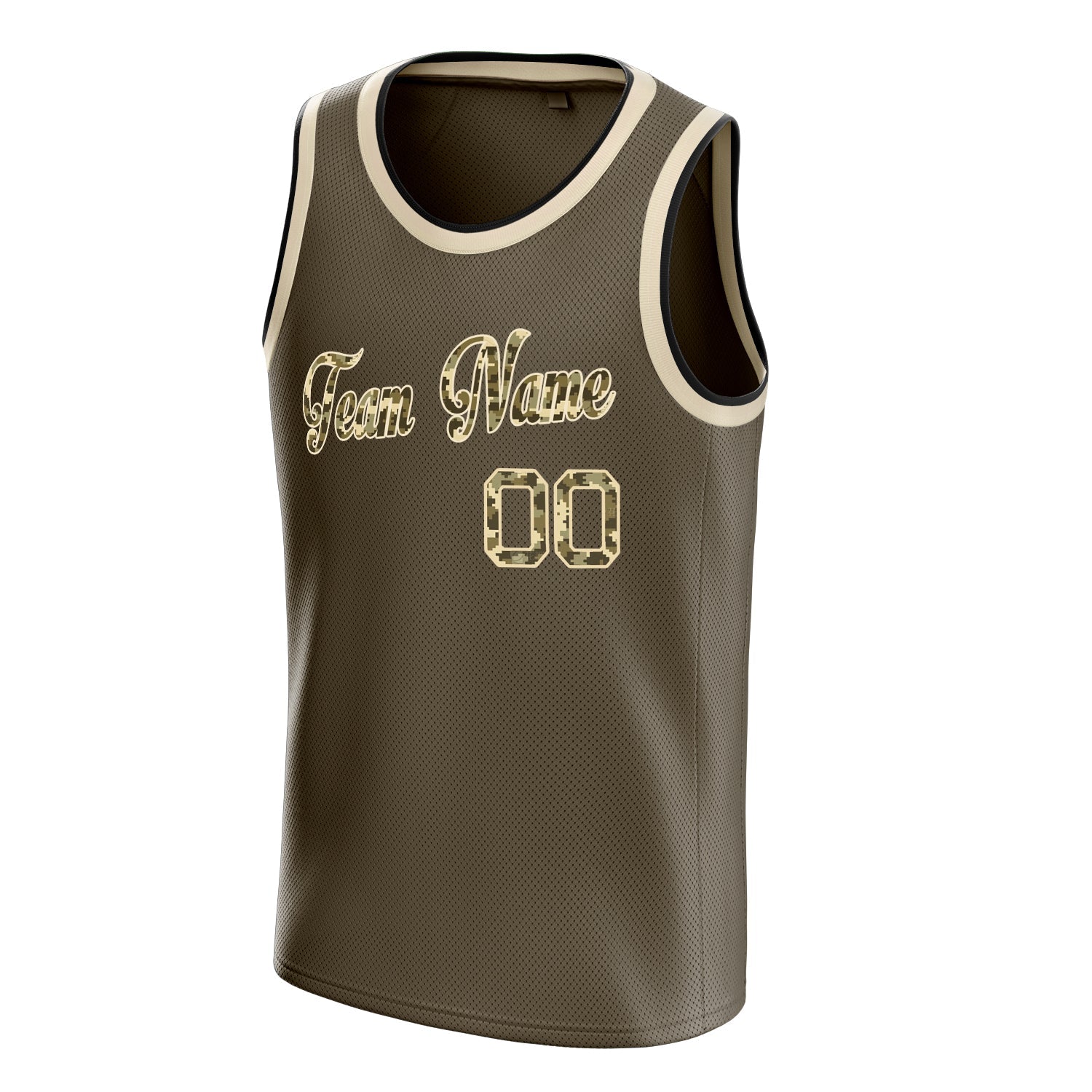 Custom Olive Camo Solid-Color Basketball Jersey